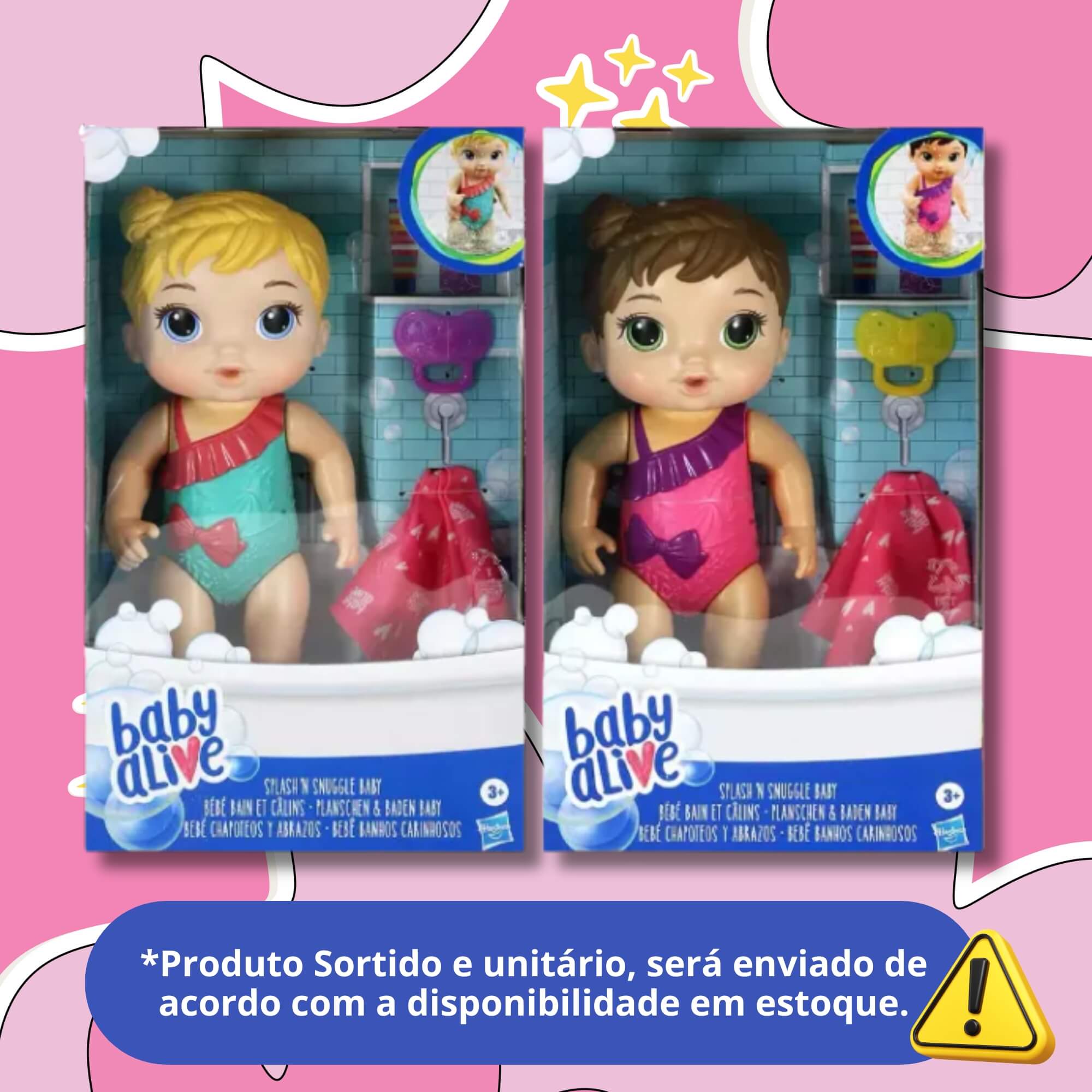 Boneca Baby Alive Banhos Carinhosos c/ Acessórios - Sortida e Unitária Hasbro - 14639
