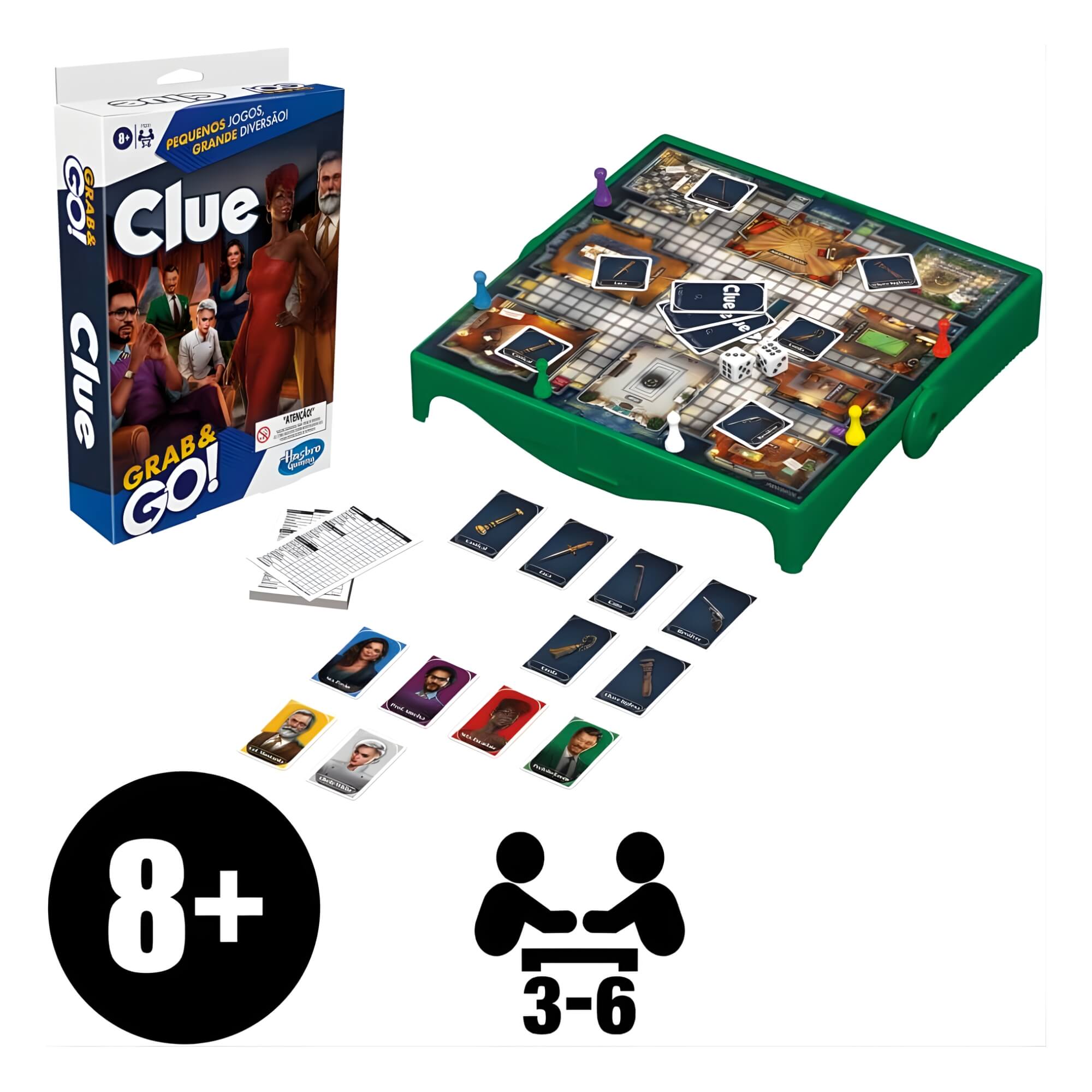 Jogo de Tabuleiro Portátil Grab and Go! +8 anos Clue Hasbro - 18588