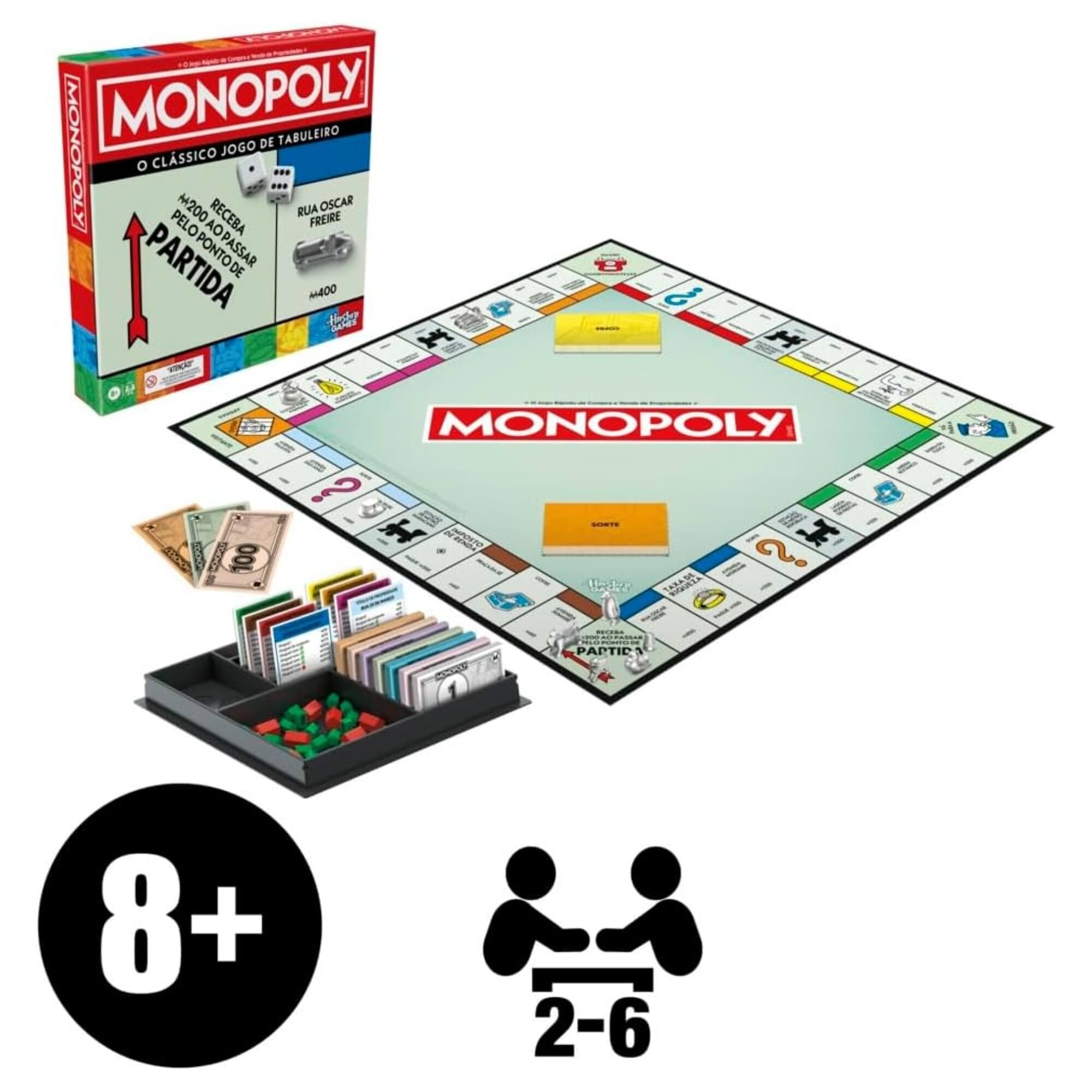 Jogo de Tabuleiro Monopoly Clássico em Familia Hasbro - 19099