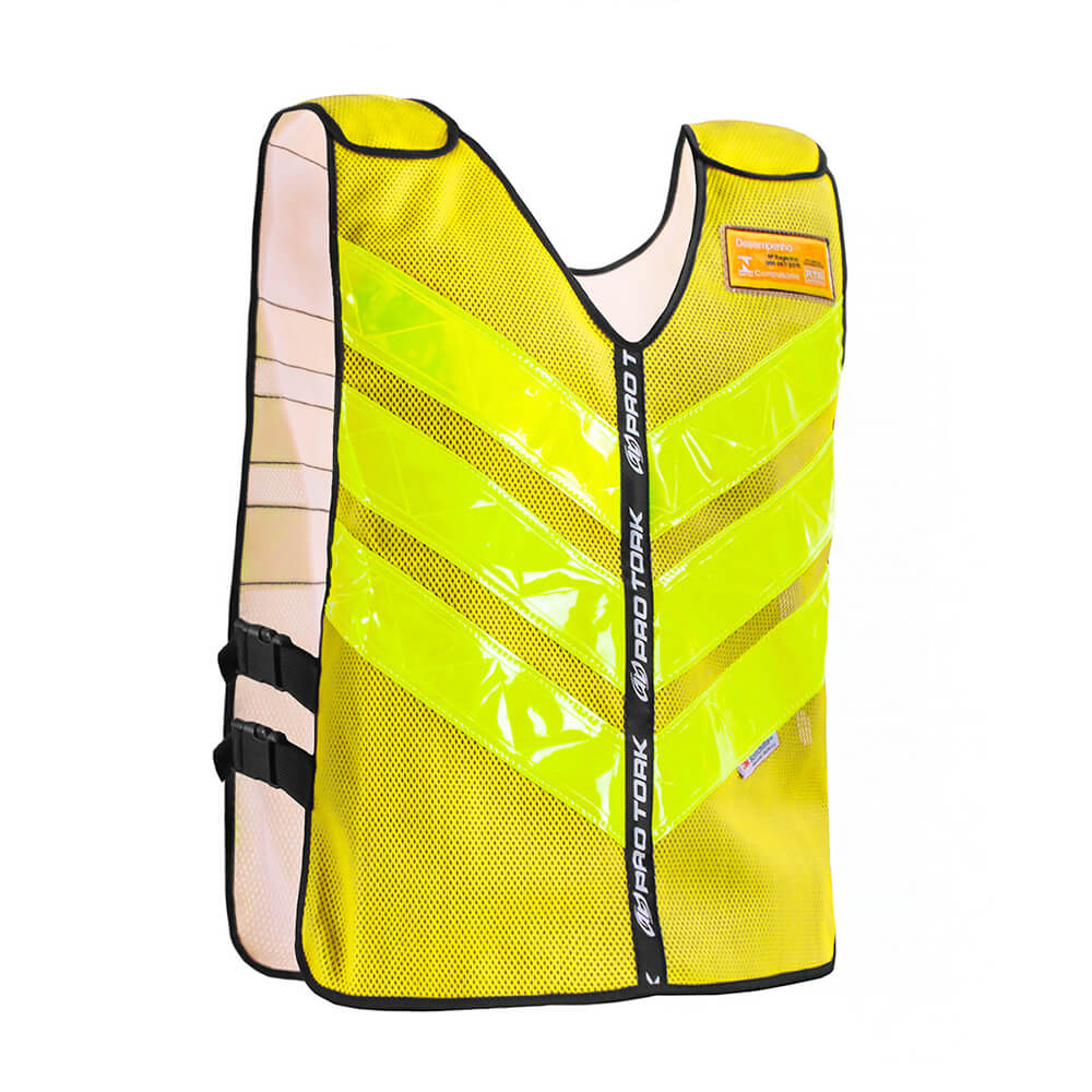 COMP Kit Colete Refletivo Pro Tork Amarelo Tamanho G + Baú Traseiro Smart Box 4 35 Litros