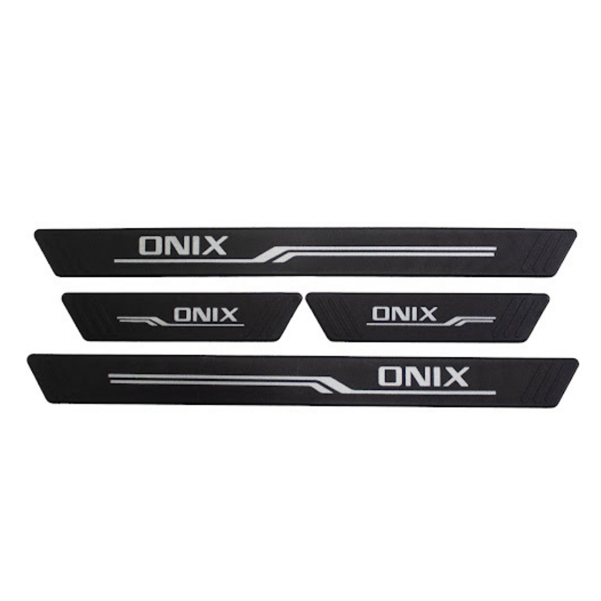 COMP Kit Chevrolet Onix Hatch: Calha de Chuva Inteiriça + Soleira Preta 4 Portas