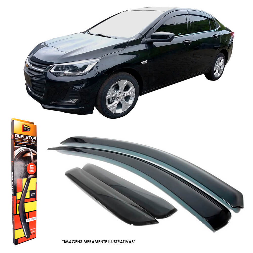 COMP Kit Chevrolet Onix Plus Sedan: Kit Calha de Chuva 4 portas + Soleira Preta