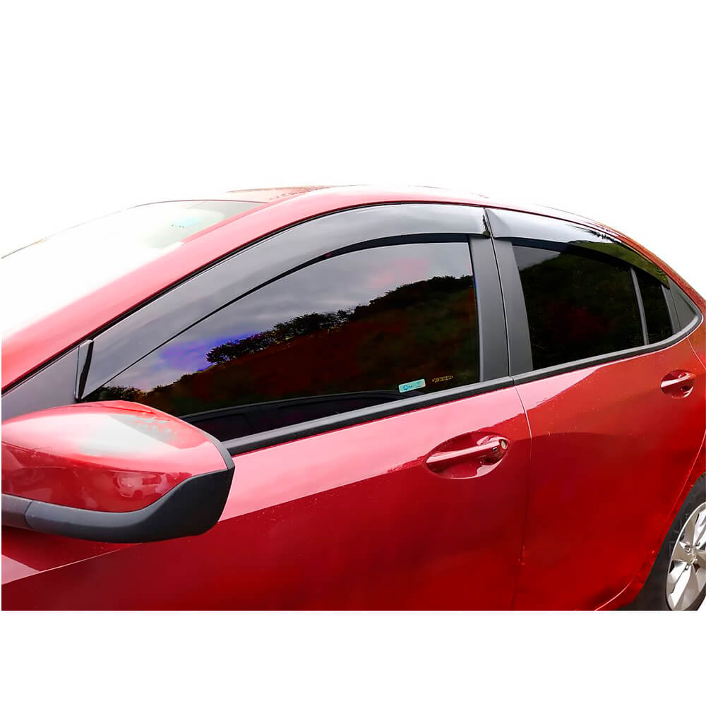 COMP Kit Chevrolet Onix Plus Sedan: Kit Calha de Chuva 4 portas + Soleira Preta