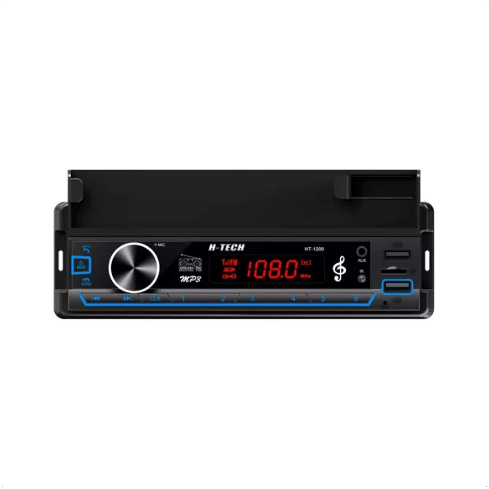 COMP Kit Som Automotivo Leson JB6 Flex 6” + Rádio Bluetooth com Suporte p/ Celular H-Tech HT-1200