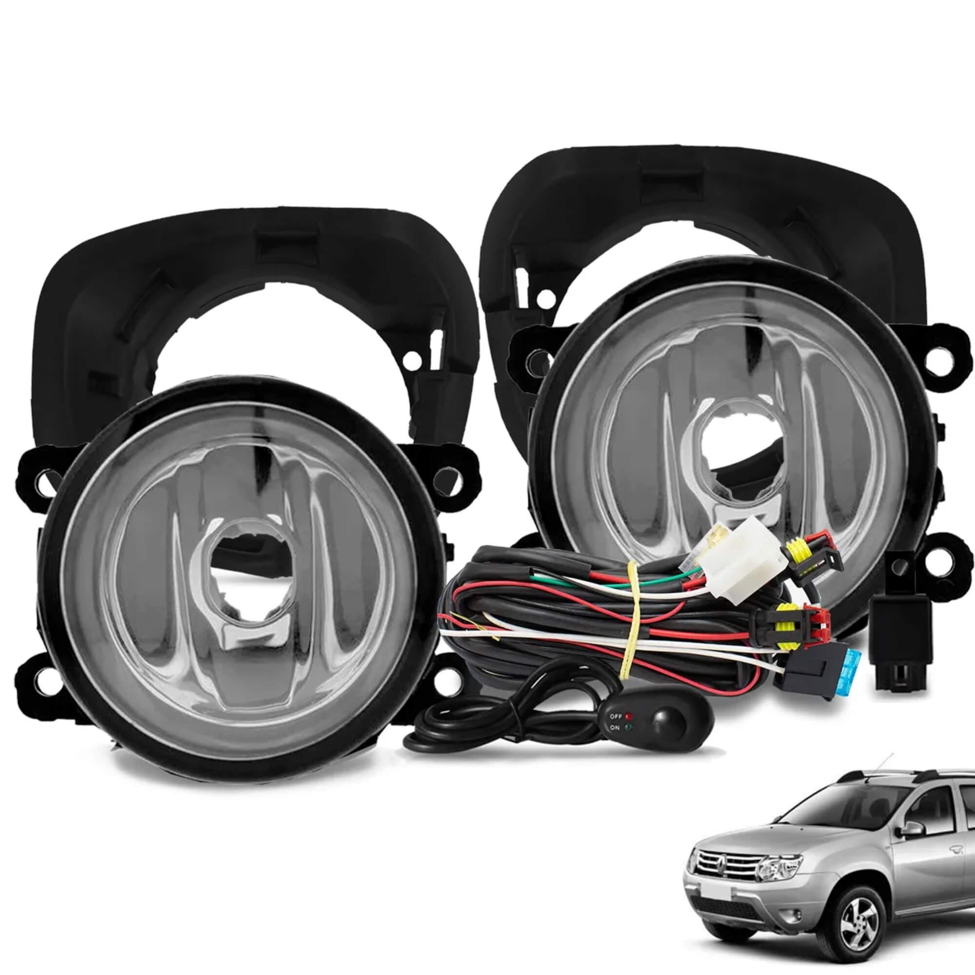 COMP Kit Farol de Milha Renault Logan Sandero Clio Duster + Lâmpadas LED Headlight S14 Nano