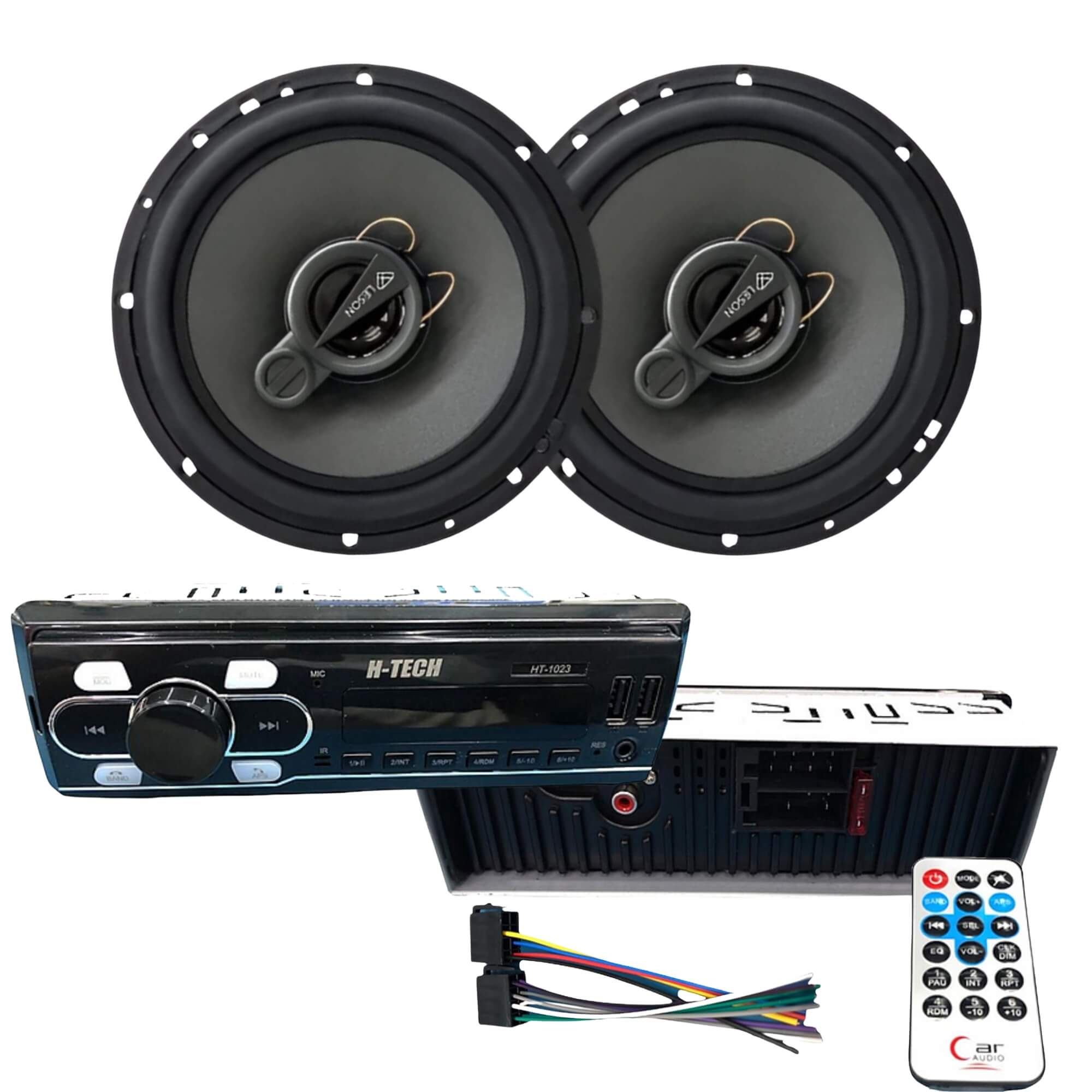 Kit Som Automotivo com Alto-Falantes Triaxiais Leson Diamond 6” + Rádio Bluetooth H-Tech