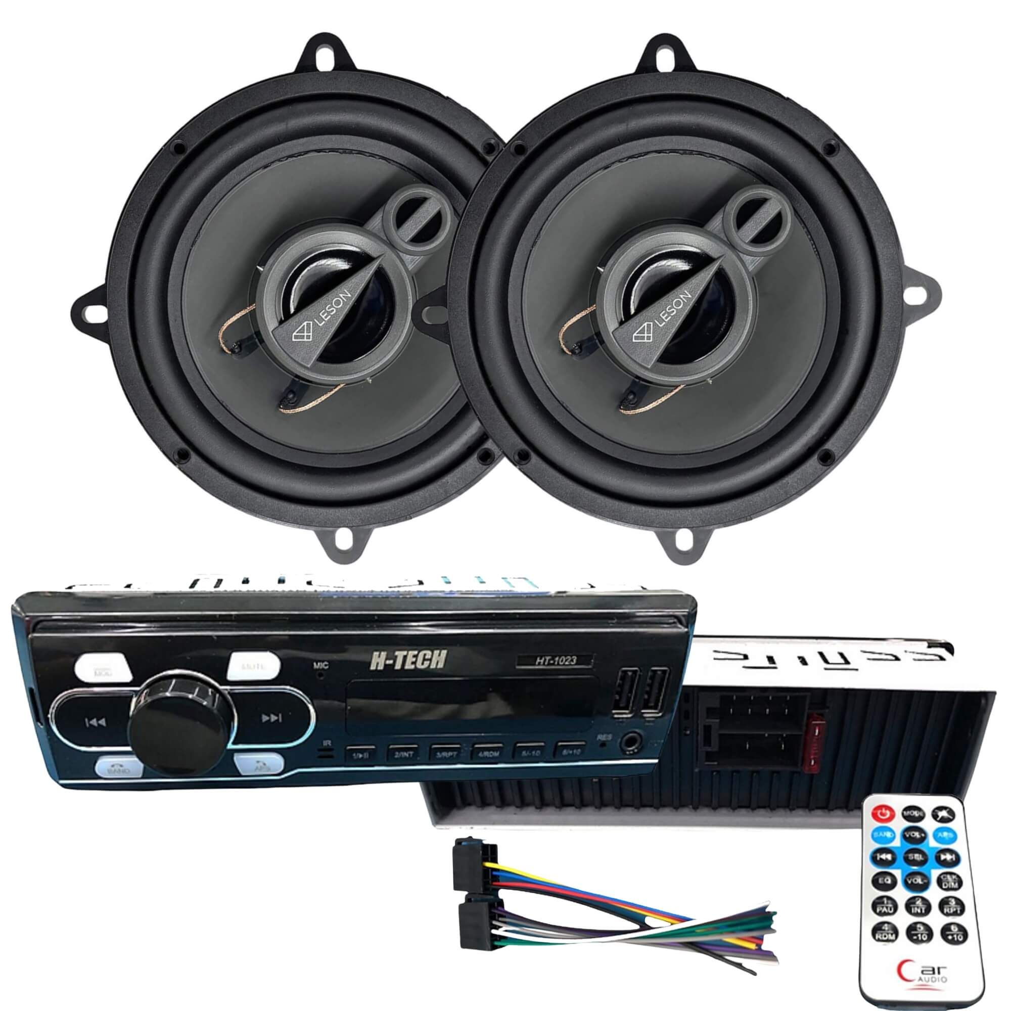 COMP Kit Som Automotivo com Alto-Falantes Triaxiais Leson Diamond 5” + Rádio Bluetooth HT-1023
