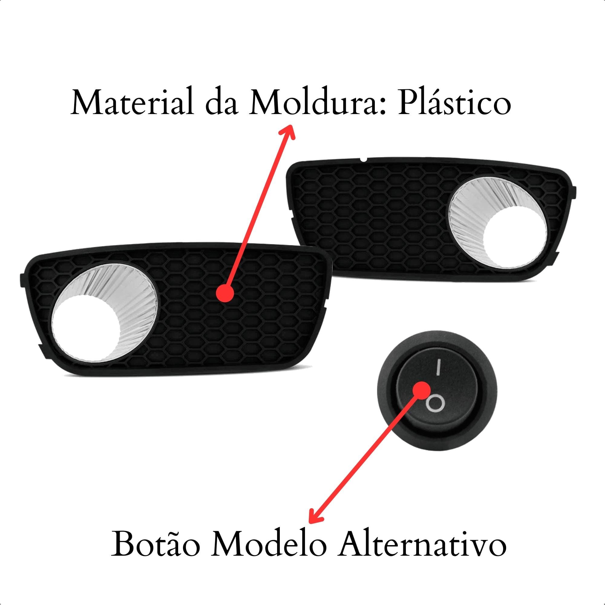 COMP Kit Farol de Milha Palio Fire Celebration com Moldura Cromada + Lâmpadas LED H1 Linha Nano
