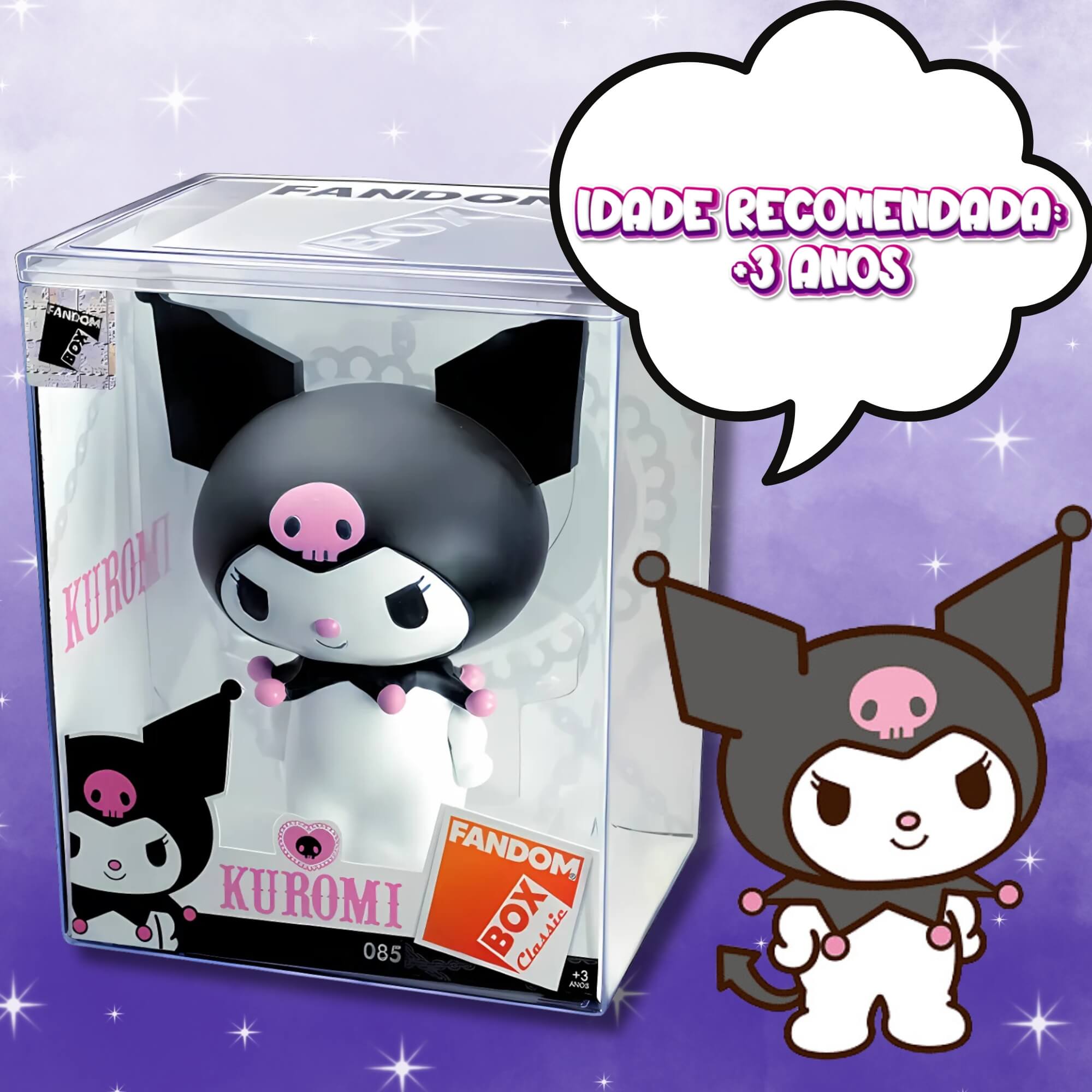 COMP Kit Fandom Kuromi Hello Kitty 50 Anos + Garrafa Galaxy Kuromi 650ml