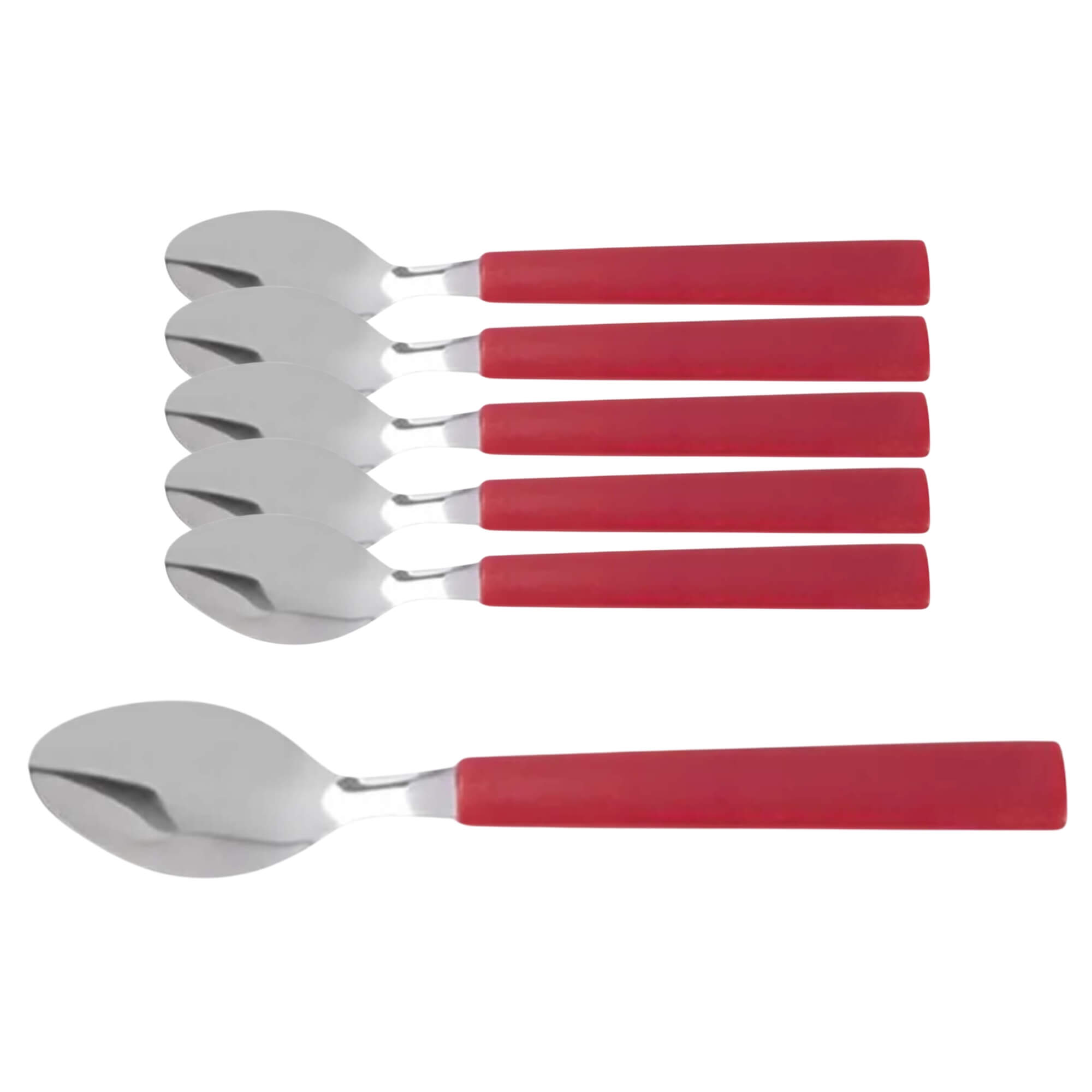COMP Kit 6 Colheres de Sobremesa com Aço Inoxidável e Cabo Vermelho