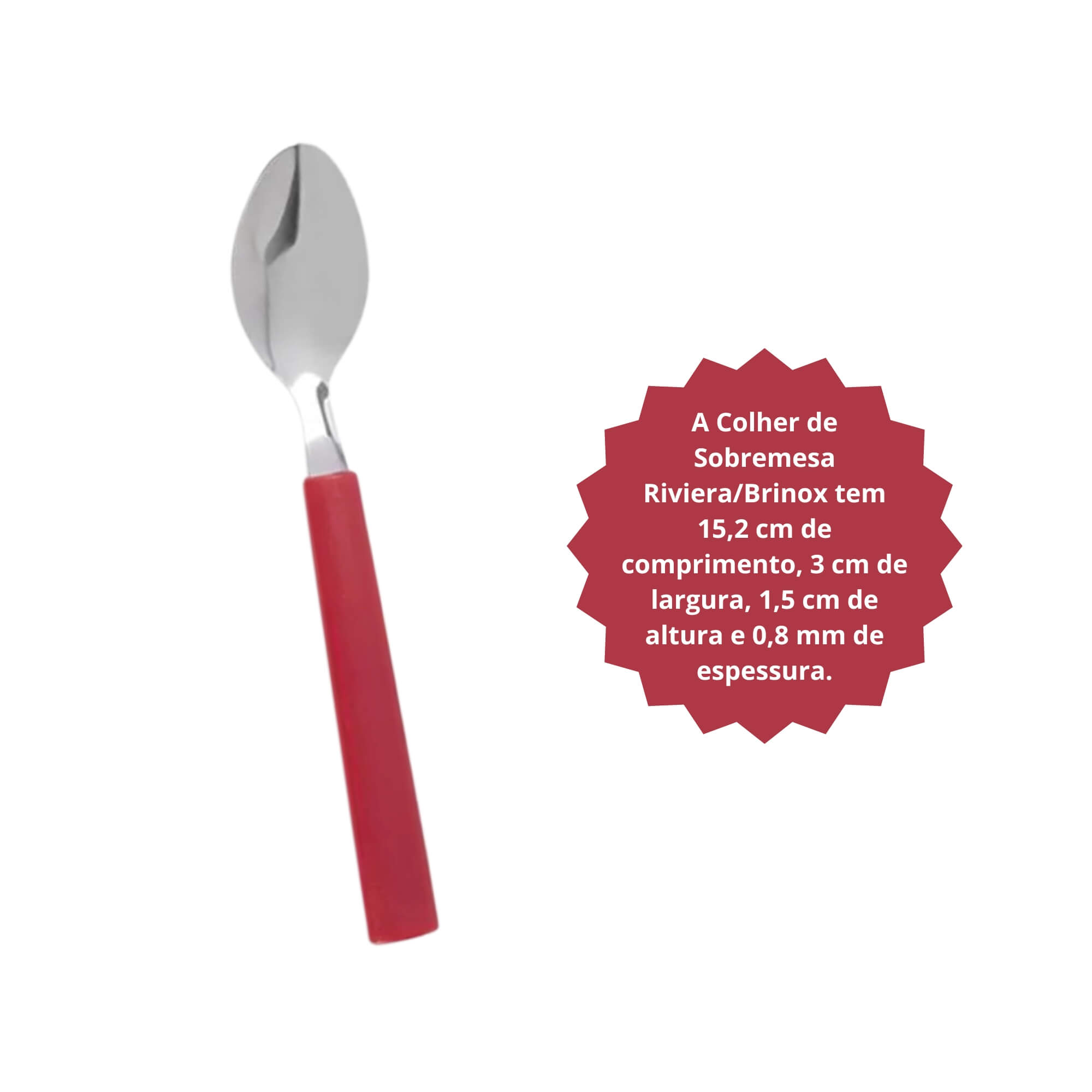 COMP Kit 6 Colheres de Sobremesa com Aço Inoxidável e Cabo Vermelho