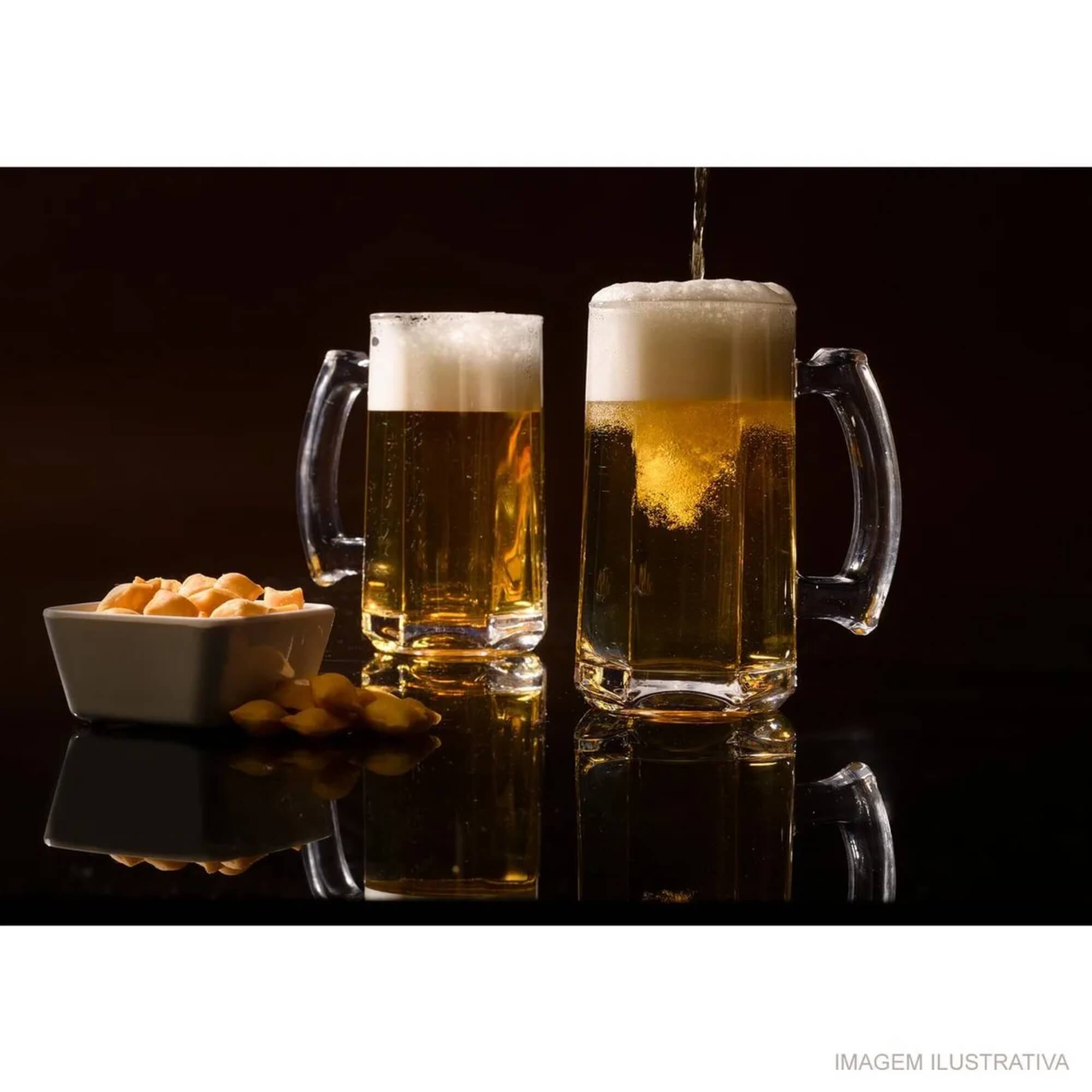 COMP Kit 4 Canecas de Chopp e Cerveja Pavillion Haus 300ml Vidro Brinox - 57716/051