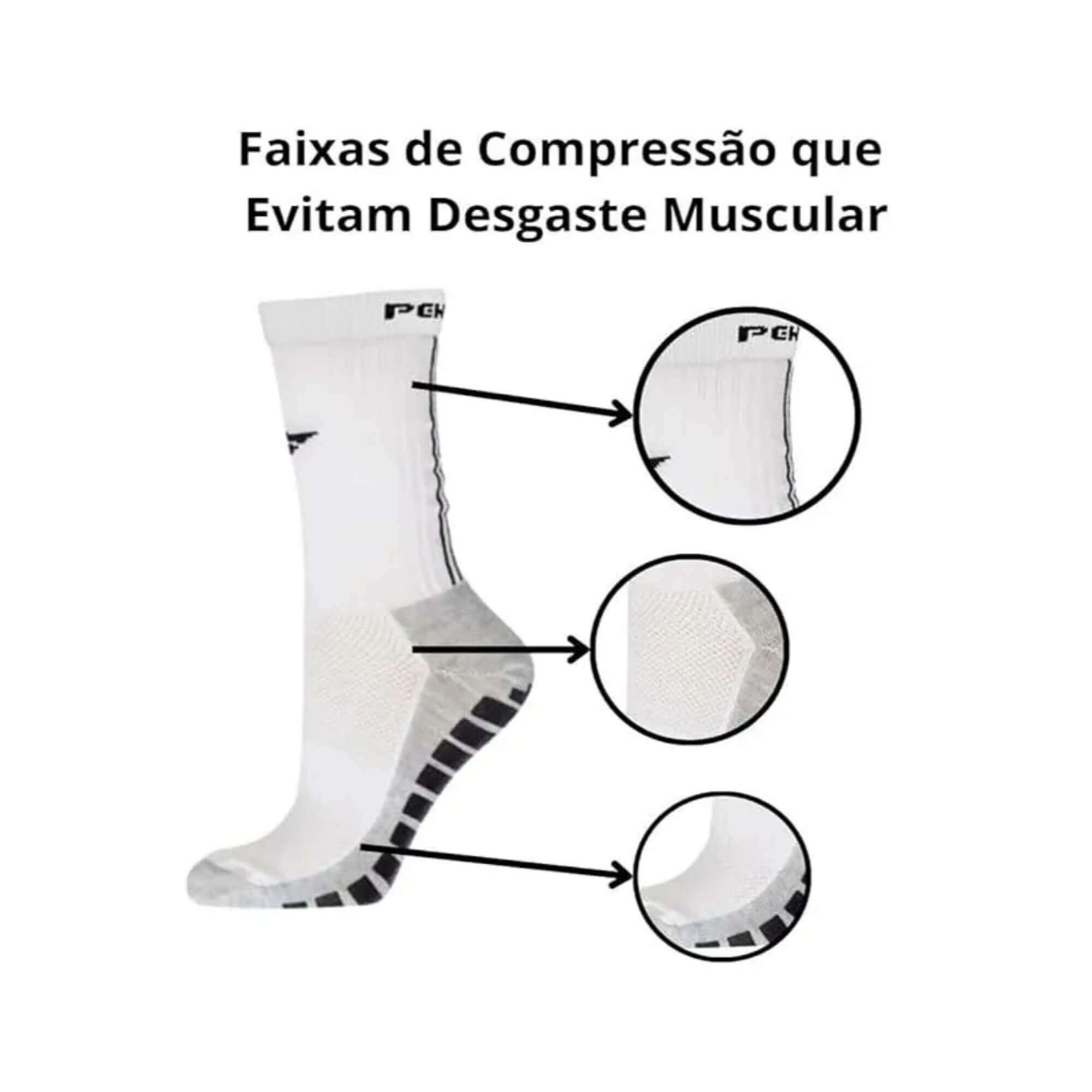 Par de Meias Perf Grip 39-44 Branco/Preto Penalty - 4107891110UN