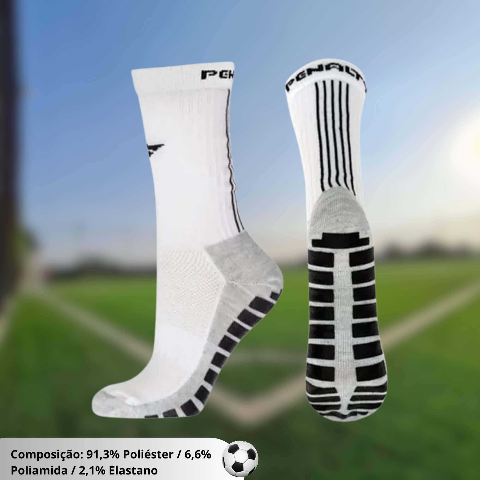 Par de Meias Perf Grip 39-44 Branco/Preto Penalty - 4107891110UN