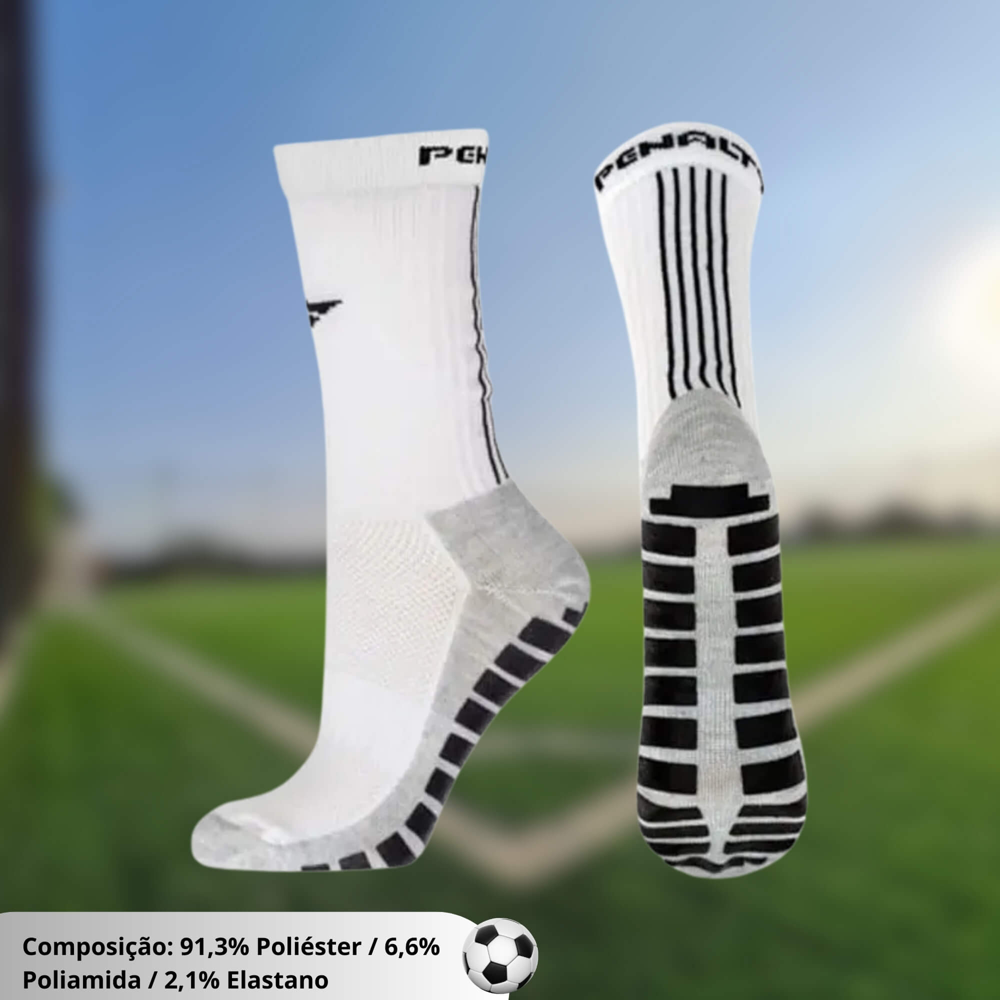 Par de Meias Perf Grip 33-38 Branco/Preto Penalty - 4107911110UN