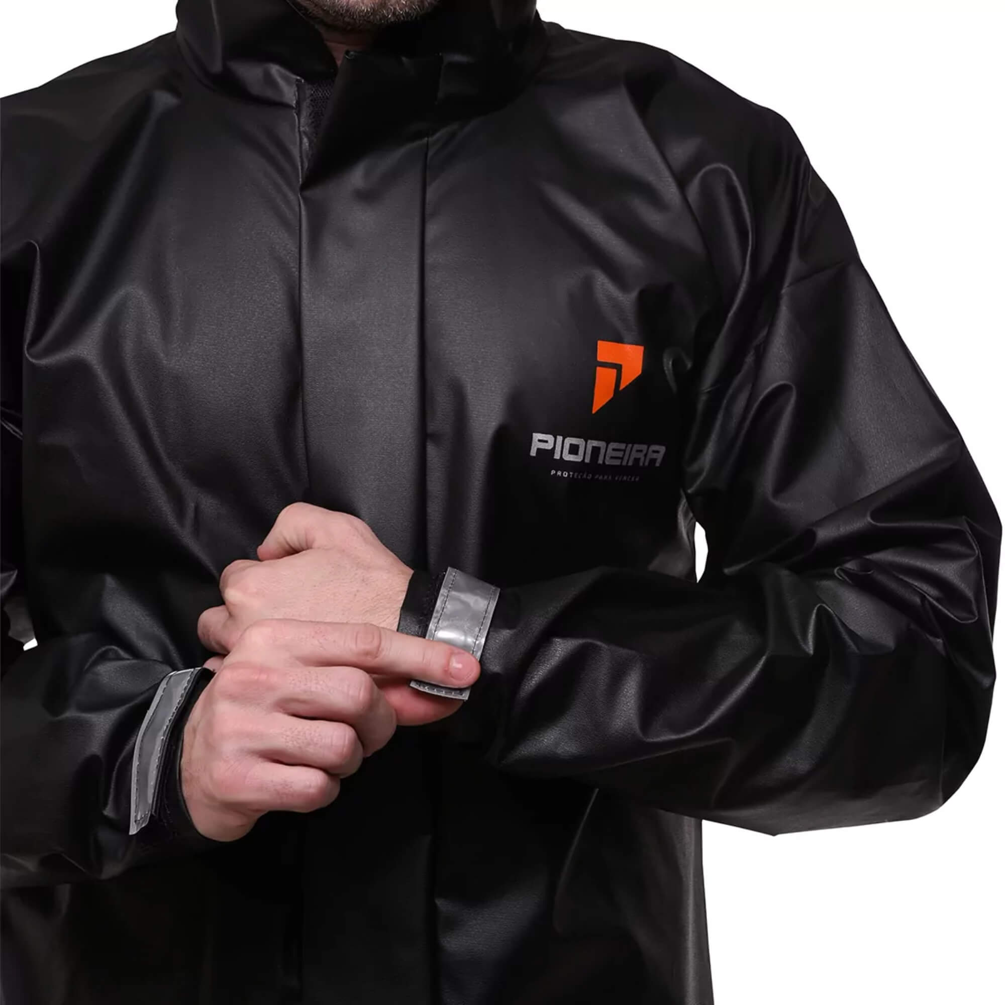 COMP Kit Motociclista Capa de Chuva PVC GG Preta + Capacete Pro Tork Tam 60 Aberto Preto ABSX
