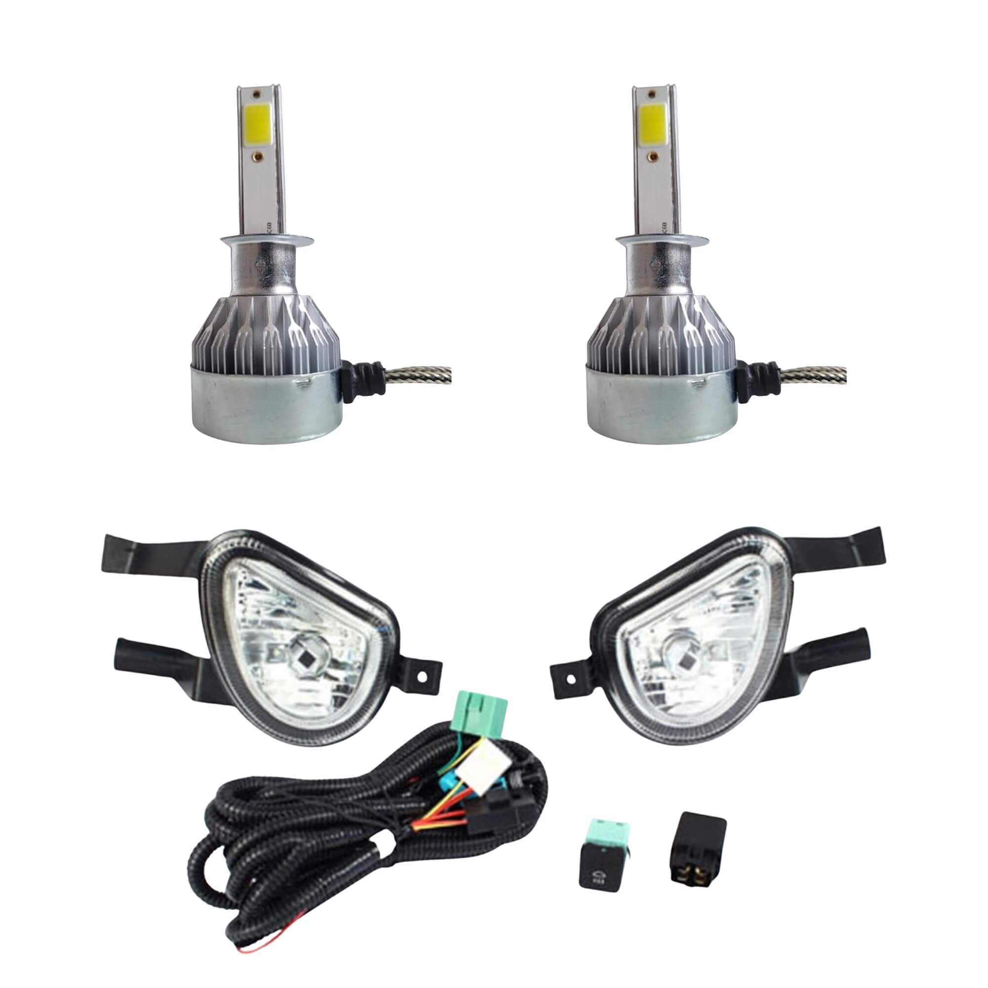 COMP Kit Farol de Milha Corsa/Pick Up 2000 a 2002 + Classic 2003 a 2010 com Lâmpadas LED H3 6000K