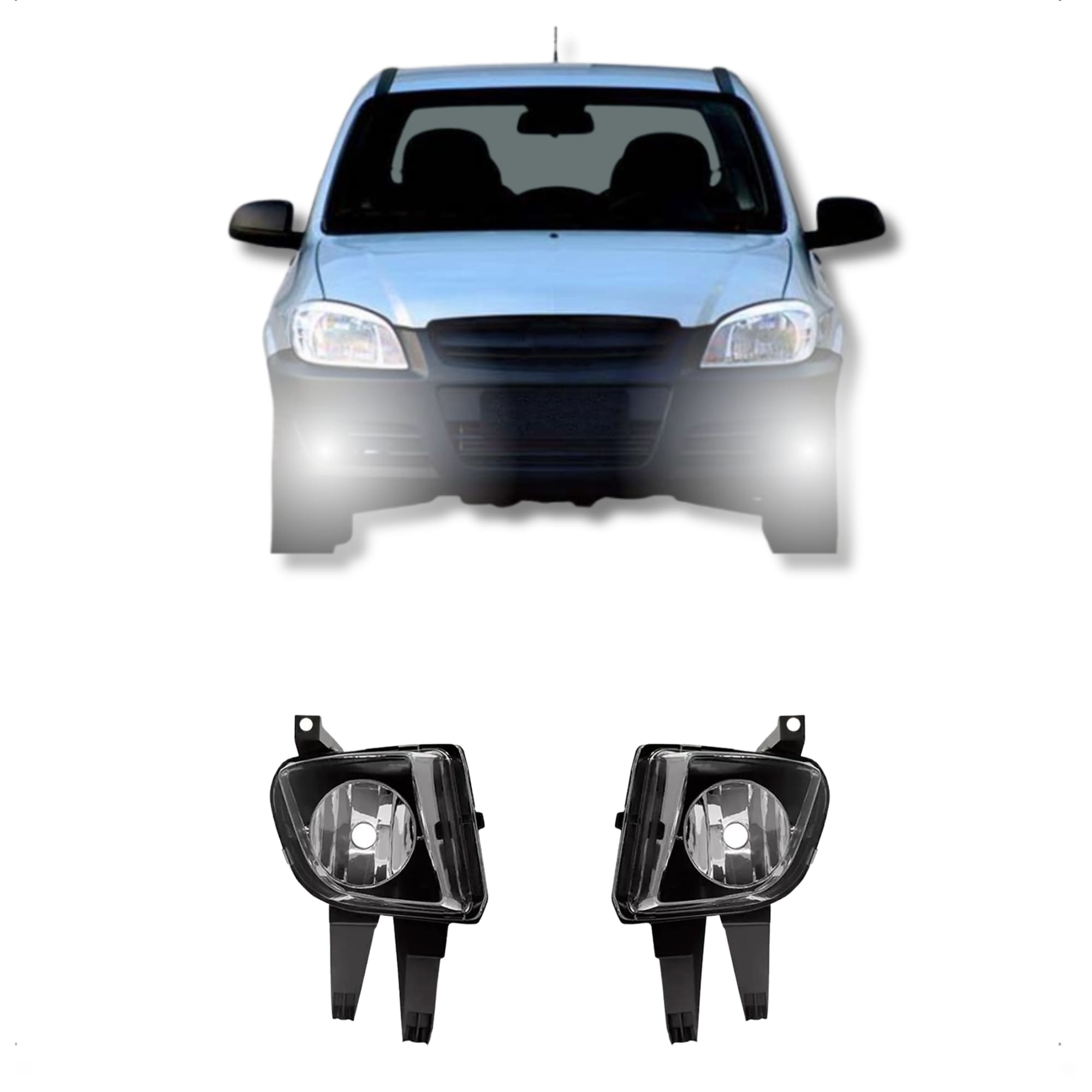 COMP Kit Farol de Milha Celta 2007 à 2015 e Prisma 2007 à 2012 + Lâmpadas LED HB4 6000K