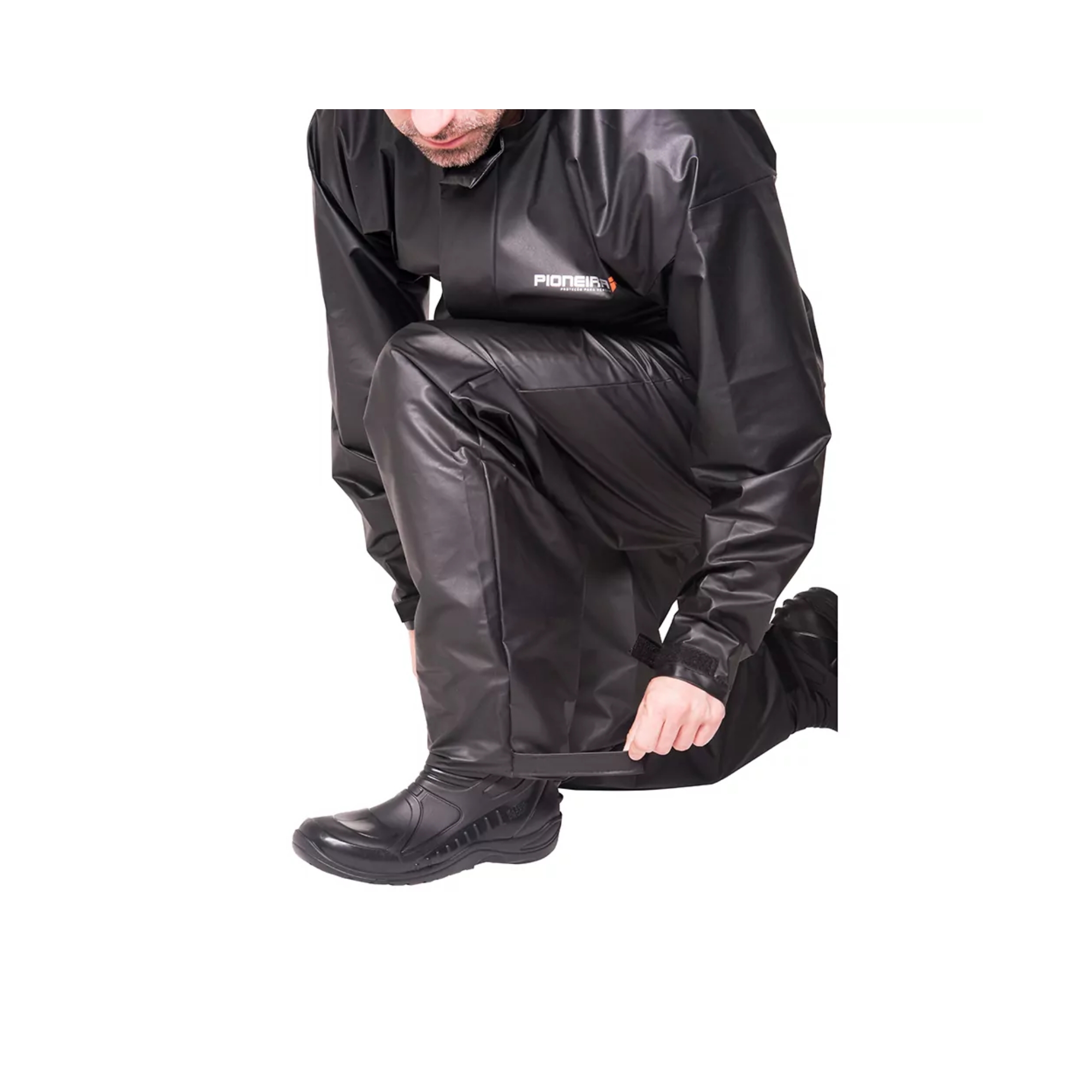 COMP Kit Bauleto 80L Branco p/ Moto Plástico Injetado + Conjunto Capa de Chuva PVC Preto G