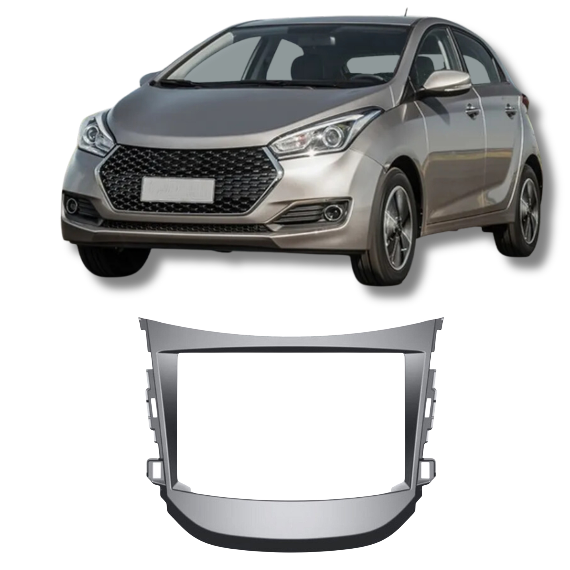COMP Kit Multimídia 7" 6GB+128GB + Moldura 2 Din 7" c/ Som HB20 12 a 19 + Câmera de Ré Borboleta