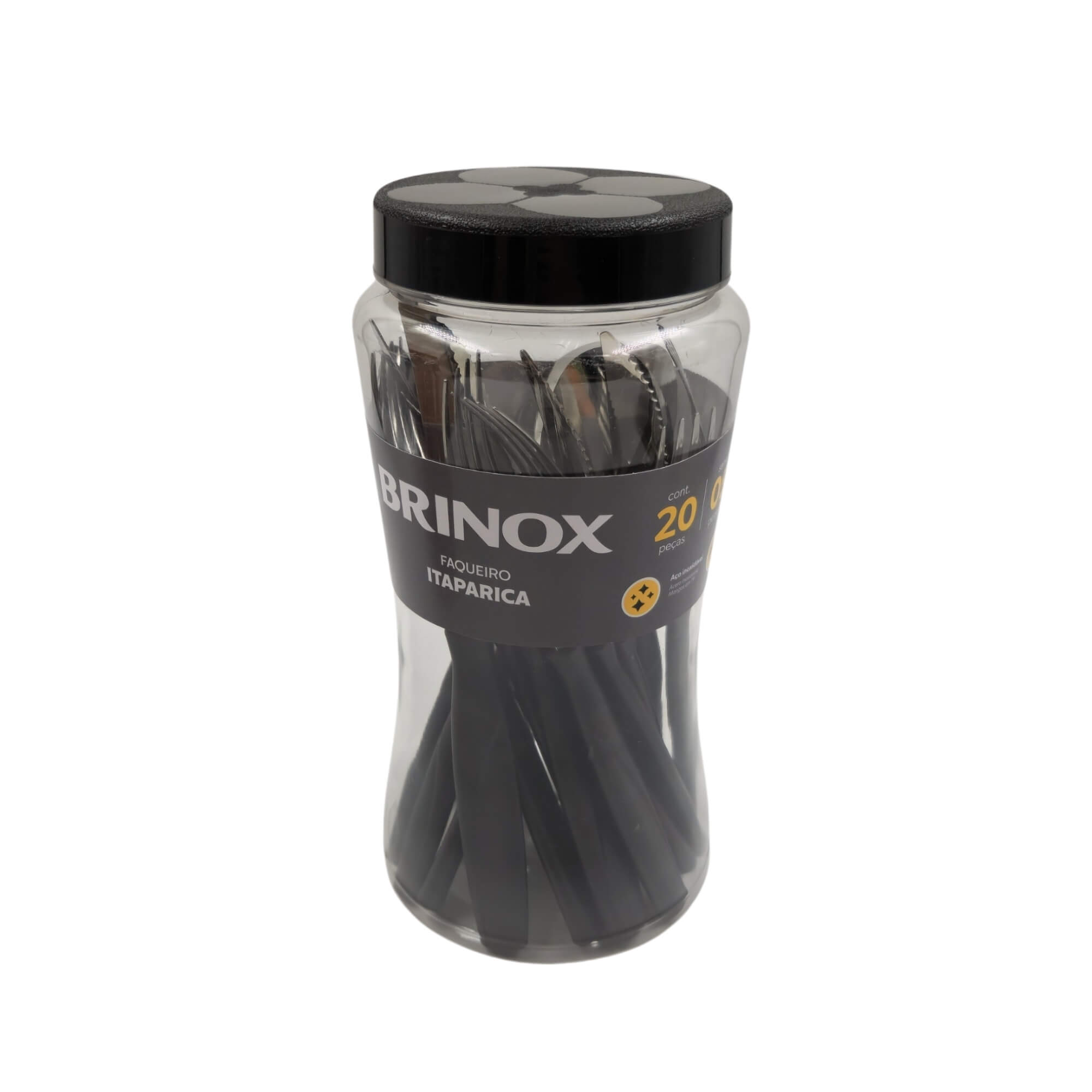 Faqueiro Itaparica 20 Peças Preto Aço Inox Brinox - 6000/414