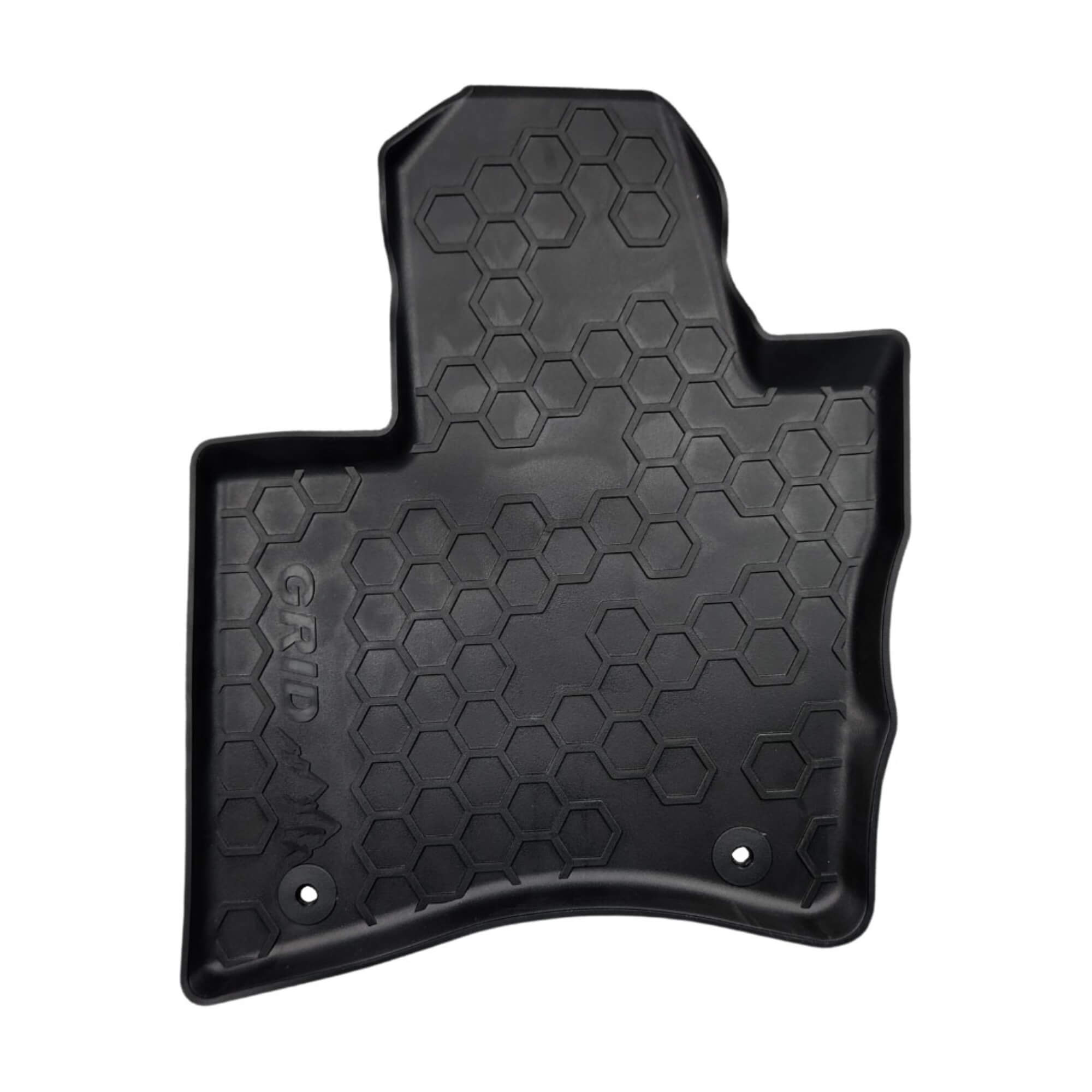 COMP Kit Automotivo Rampage: Tapete Tipo Bandeja 4P Preto c/ 5 Peças + Soleira Preta 4P Grid