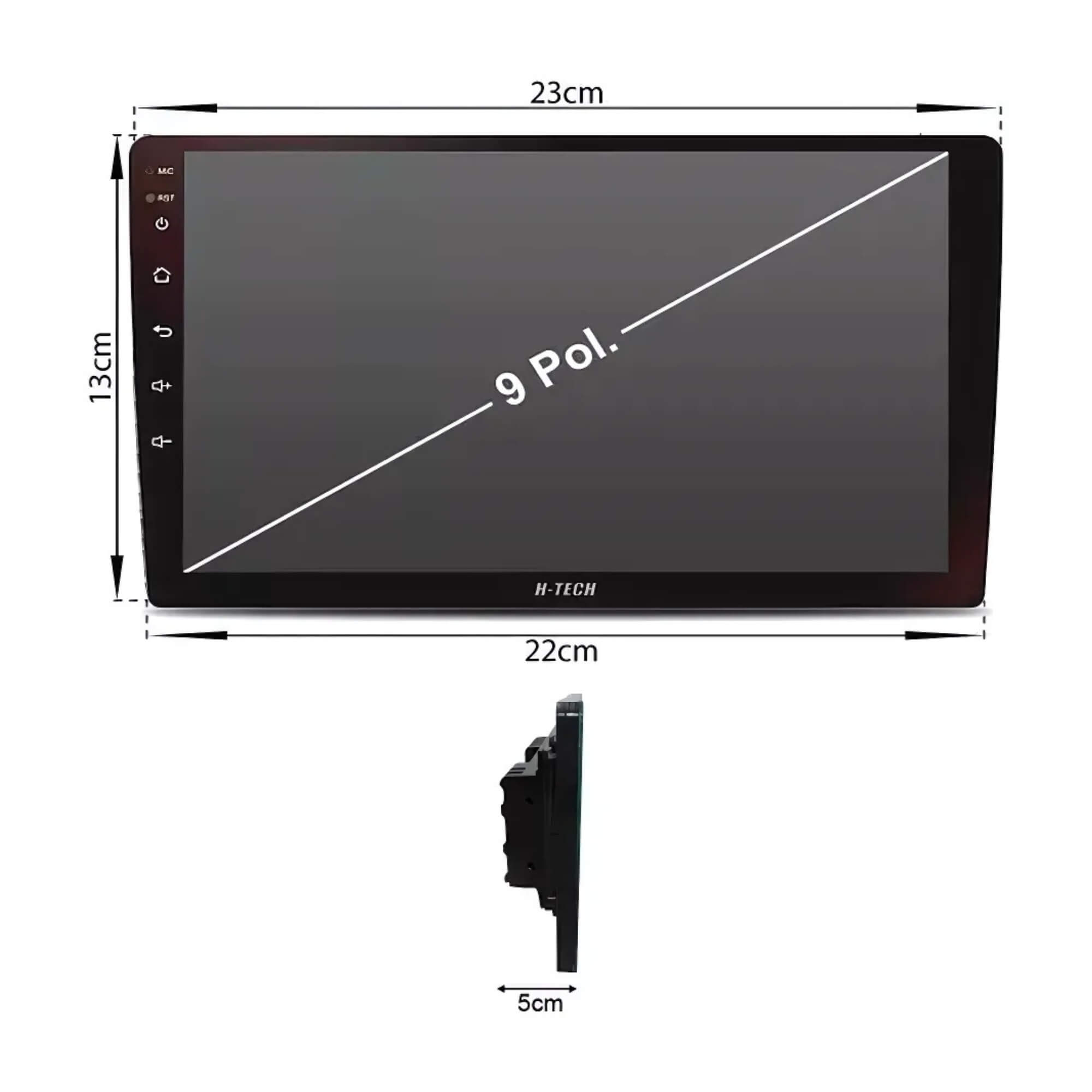 COMP Kit Multimídia 9 Pol CarPlay Android Auto Strada Fiorino + Moldura + Chicote + Câmera Ré