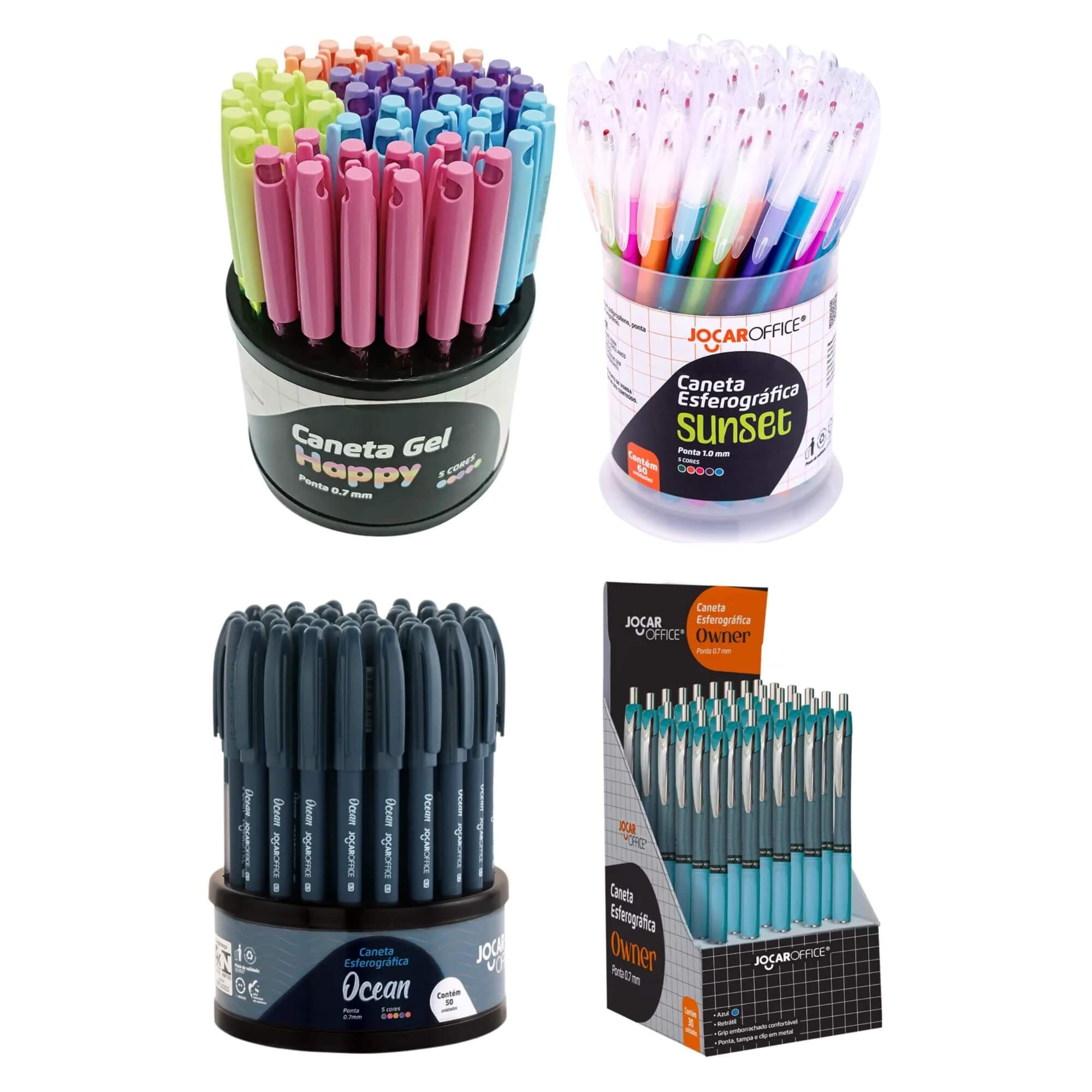 COMP Kit Atacado Canetas Esferográficas e em Gel Coloridas Displays Papelaria Material Escolar