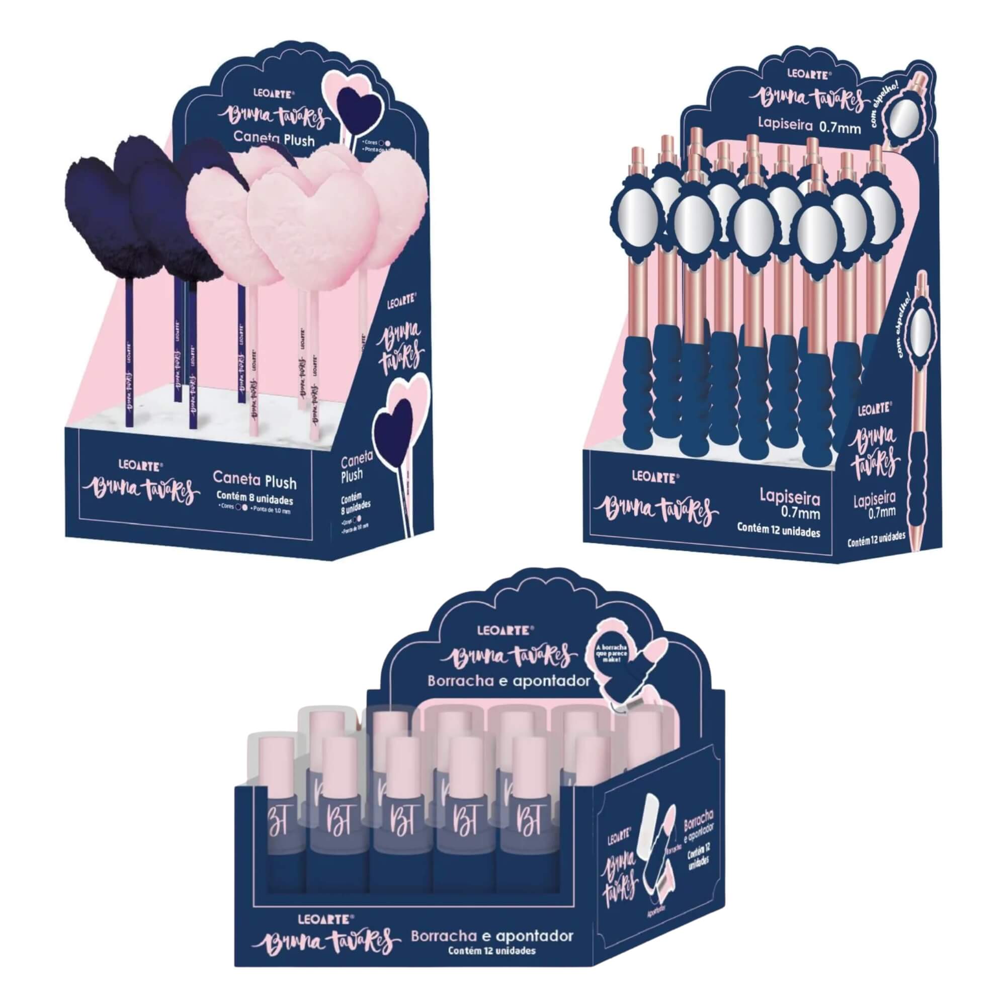 COMP Kit Bruna Tavares Caneta Esferográfica + Lapiseira 0.7 + Borracha e Apontador com Depósito