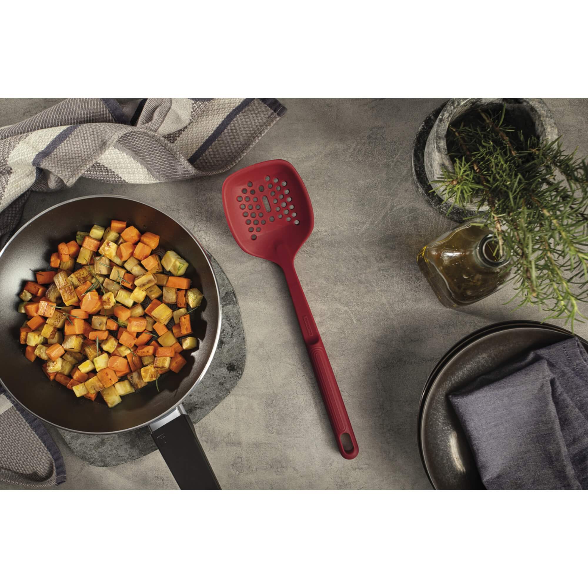COMP Kit Utensílios Silicone Tramontina Softta Vermelho - Escumadeira, Colher,  Concha e Espátula