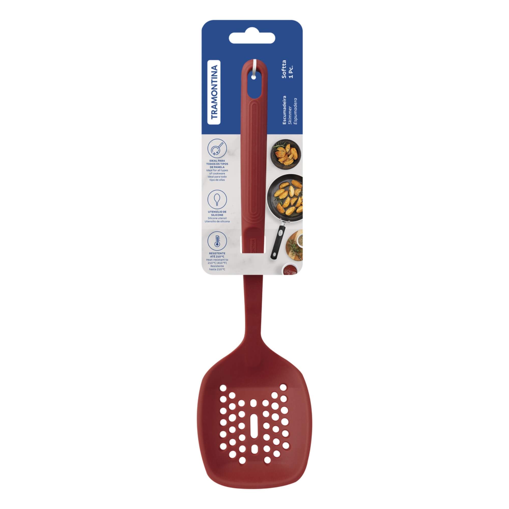 COMP Kit Utensílios Silicone Tramontina Softta Vermelho - Escumadeira, Colher,  Concha e Espátula