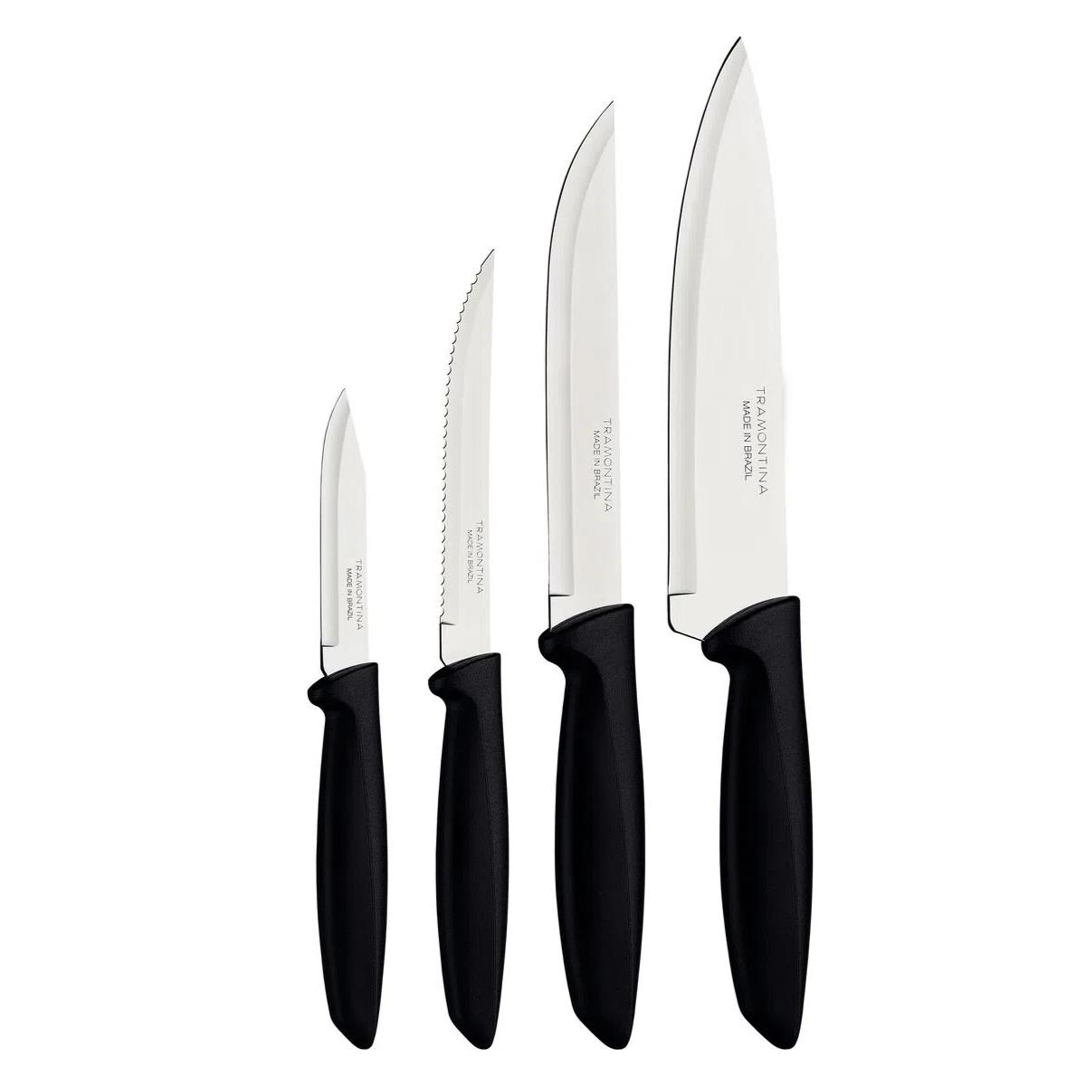 COMP Kit Tramontina Afiador + 4 Facas de Cozinha