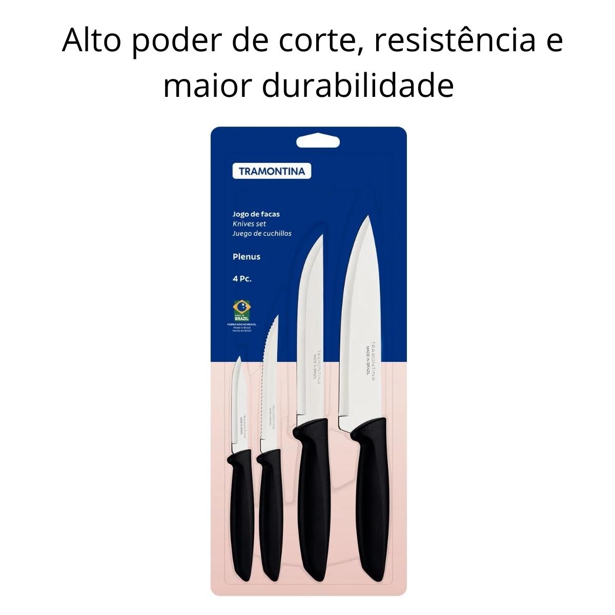 COMP Kit Tramontina Afiador + 4 Facas de Cozinha