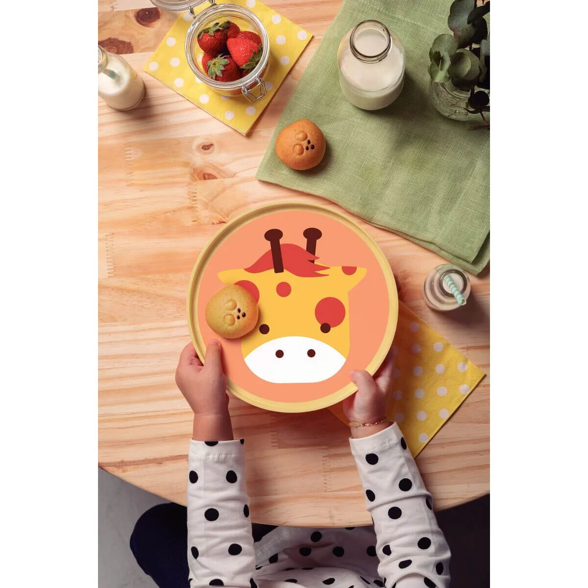 COMP Kit Prato Infantil Baby Friends + Babador e Colher Tramontina