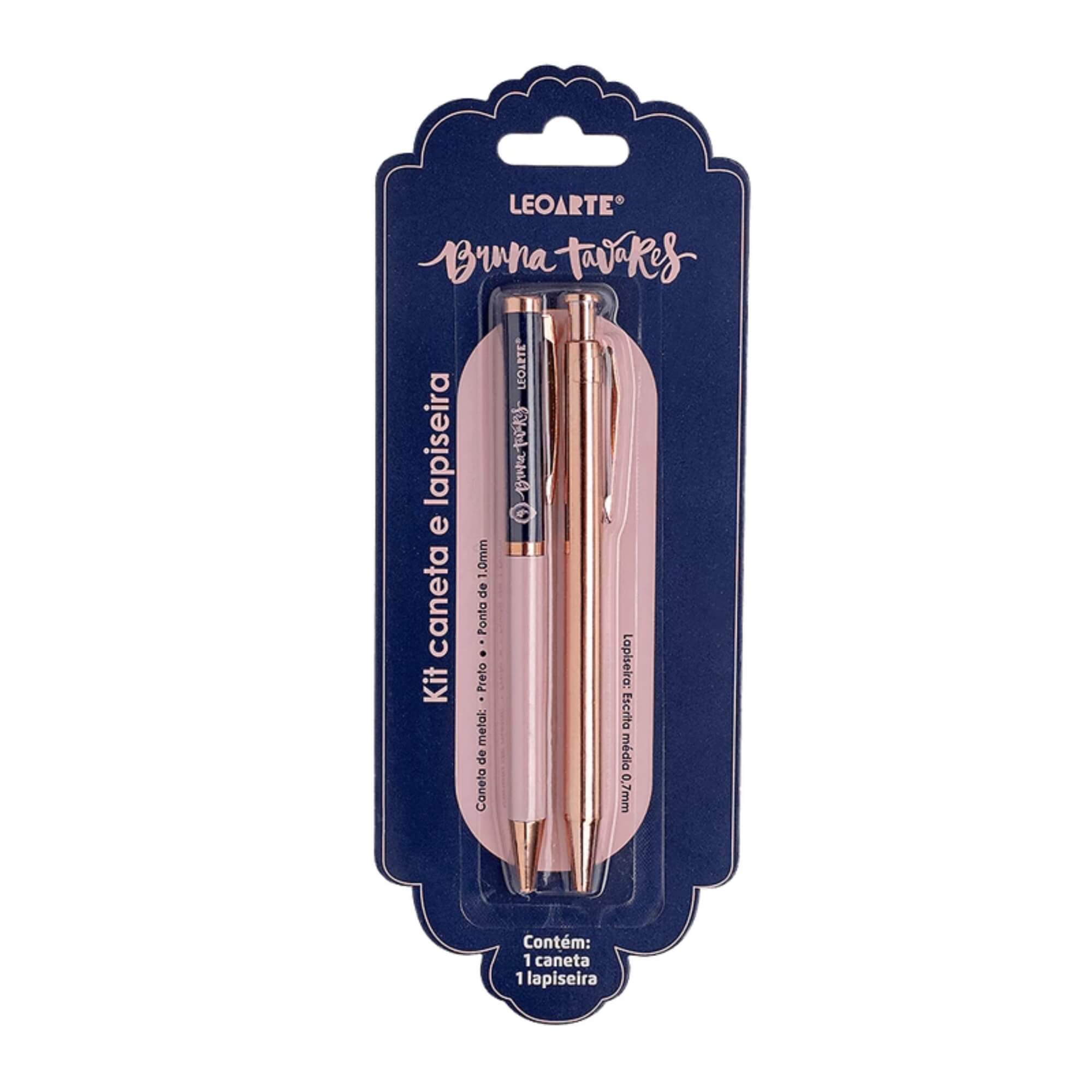 COMP Kit Office Bruna Tavares Fita Corretiva Marca-Texto + Caneta e Lapiseira LeoArte