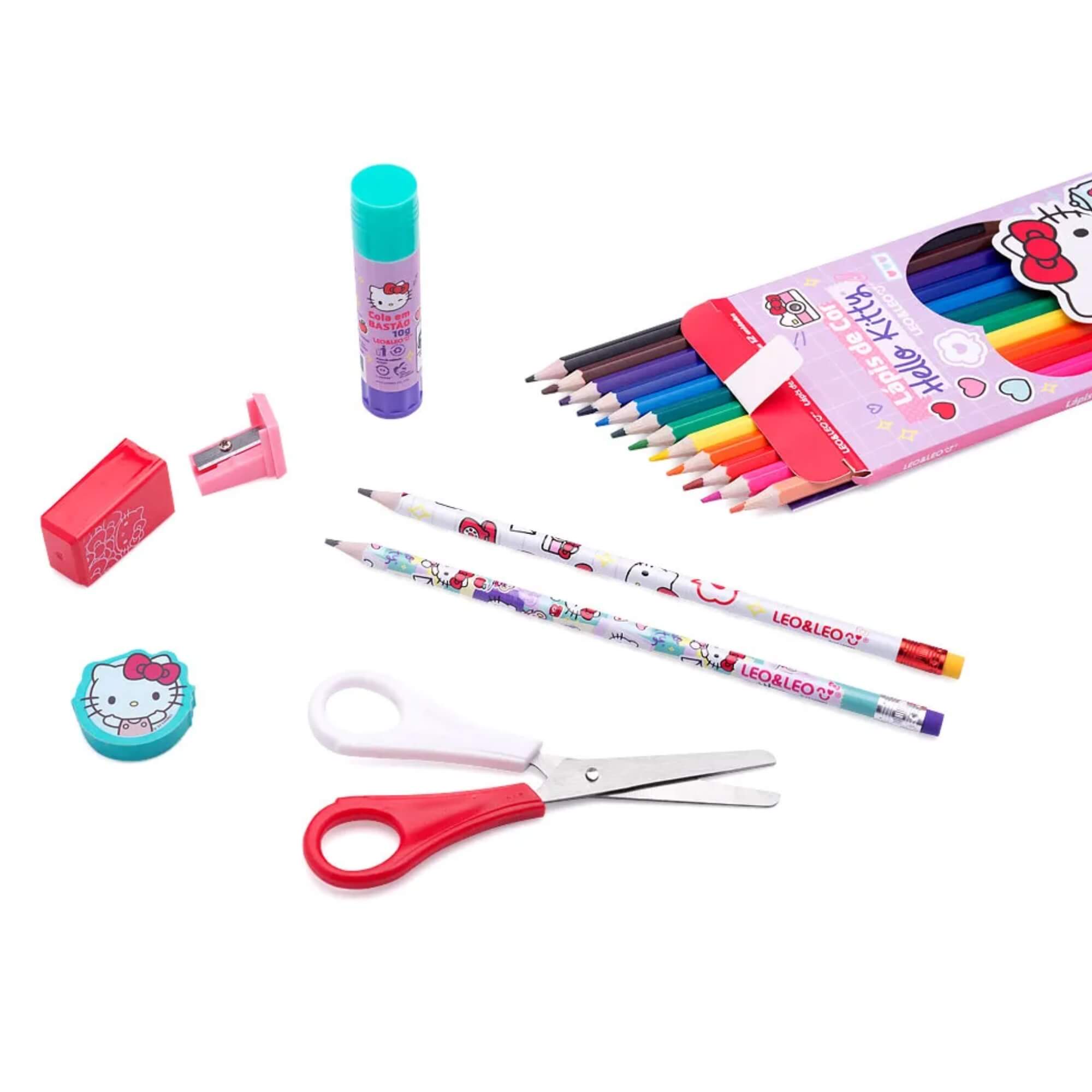 COMP Kit Material Escolar Hello Kitty e Donuts + Calculadora Lilás