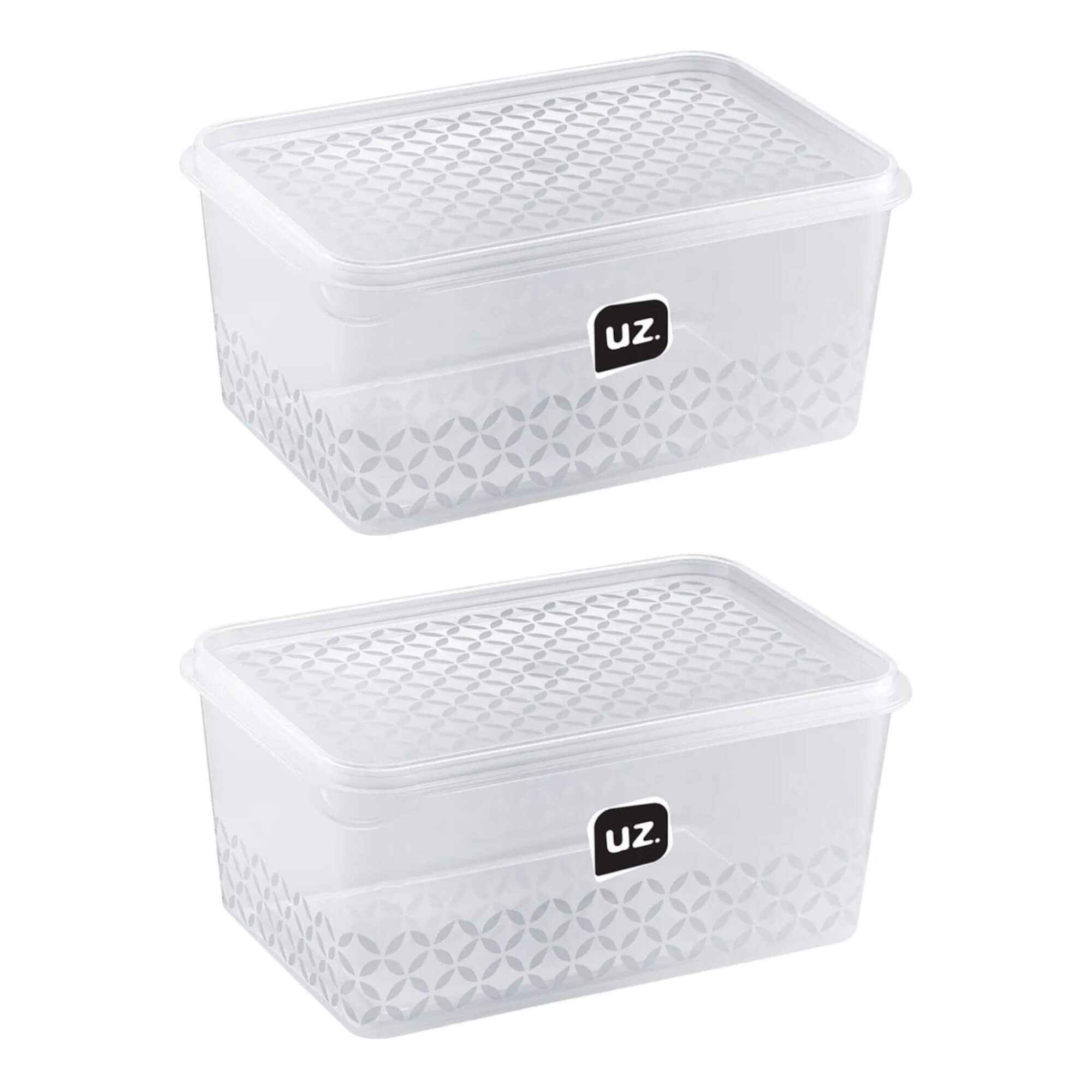 COMP Kit 2 Unid. Pote Porta Mantimentos Retangular Transparente Multiuso 2L Uz Utilidades