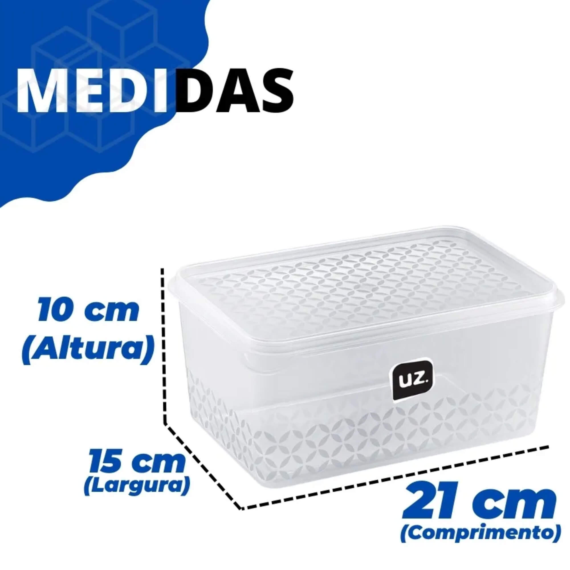 COMP Kit 2 Unid. Pote Porta Mantimentos Retangular Transparente Multiuso 2L Uz Utilidades