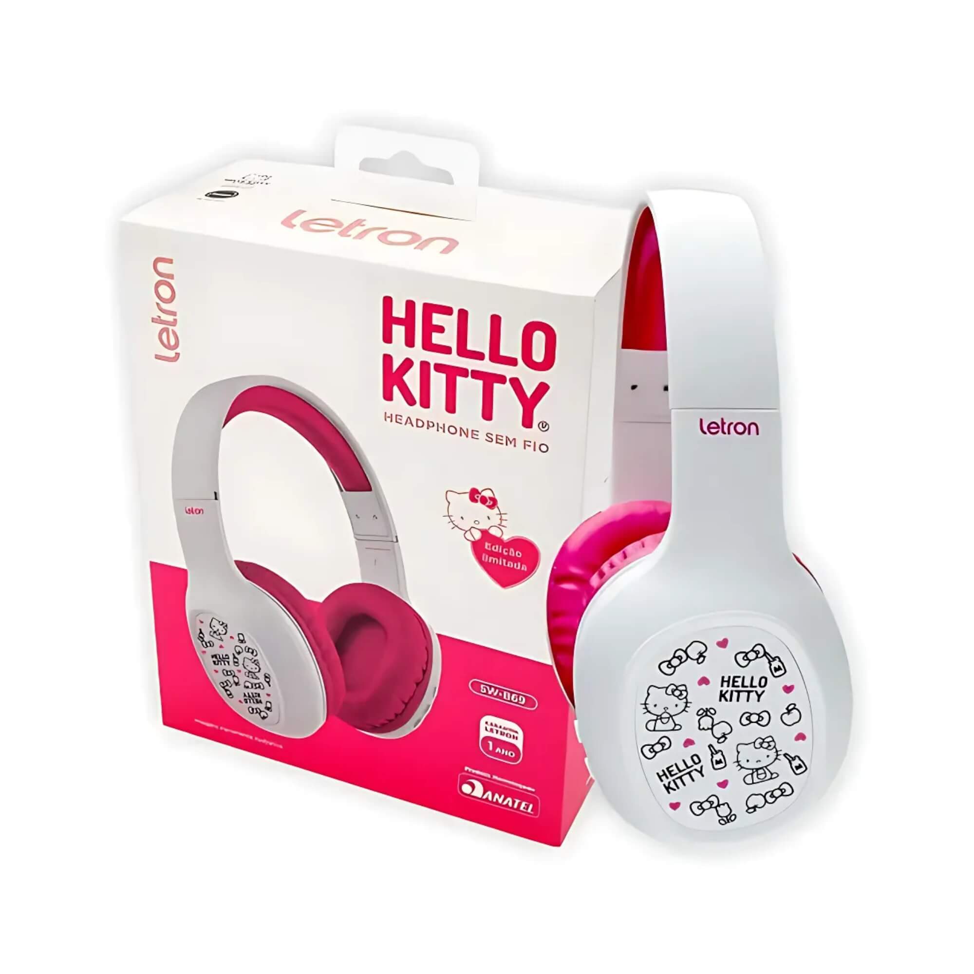 COMP Kit Hello Kitty - Headphone Bluetooth + Copo Térmico 1,15L + Bolsa Praia Zona Criativa