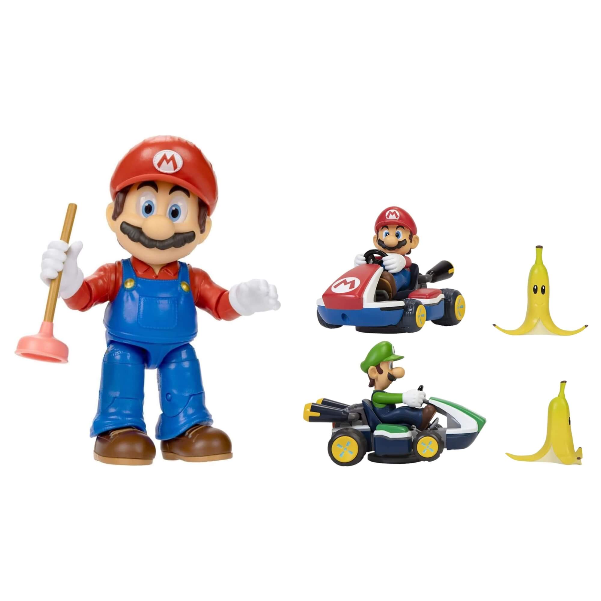 COMP Kit Mario Bross com Acessório 12,7 cm + Carrinho Kart Mario OU Luigi Sortido e Unitário