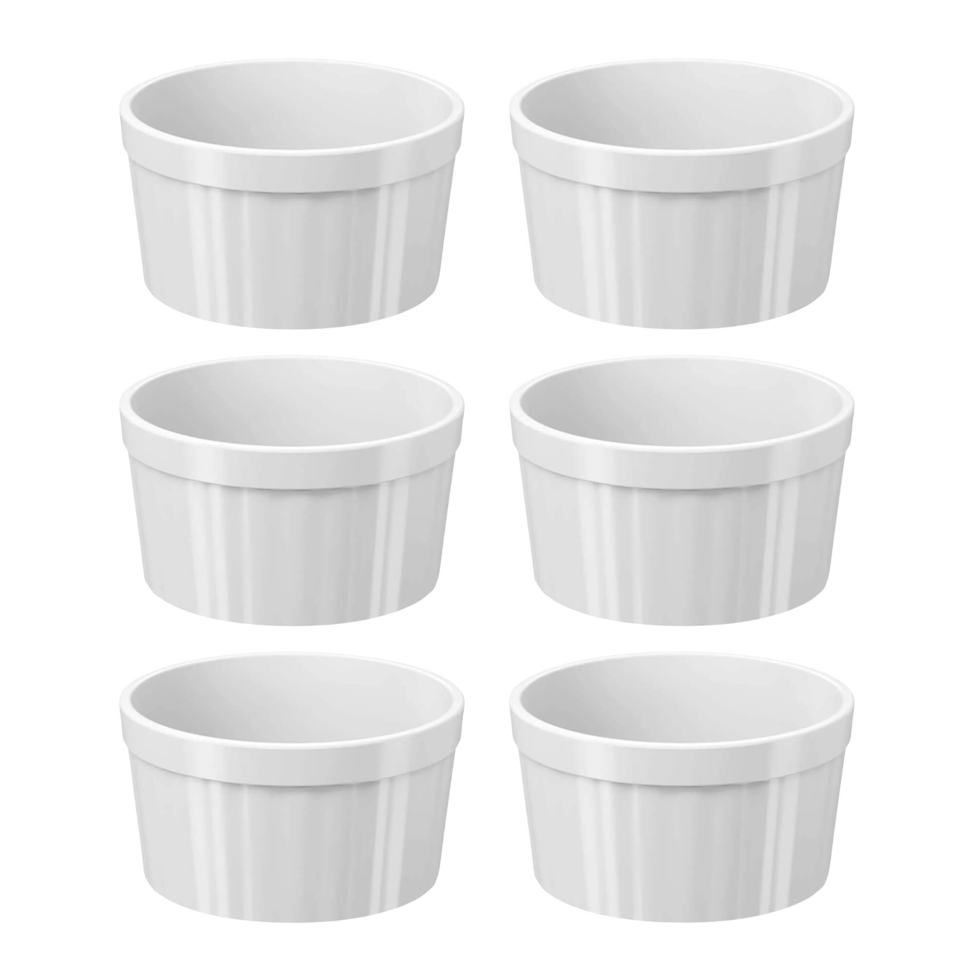 COMP Kit 6 Tigelas Ramekin Uno 220ml Cada Branco Brinox