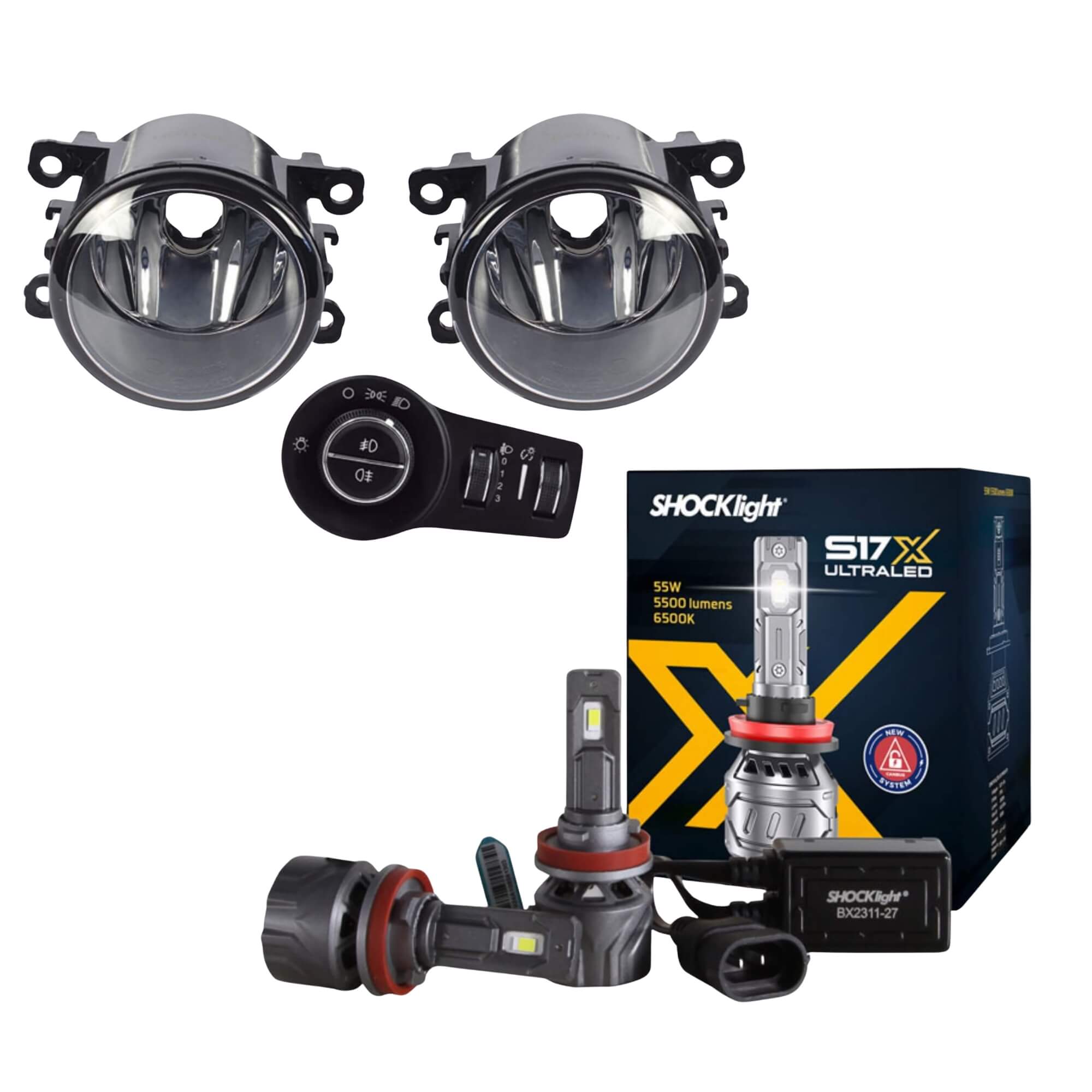 COMP Kit Farol Auxiliar Jeep Renegade PCD 2018/2019 + Lâmpadas Ultra LED 6500K Shocklight