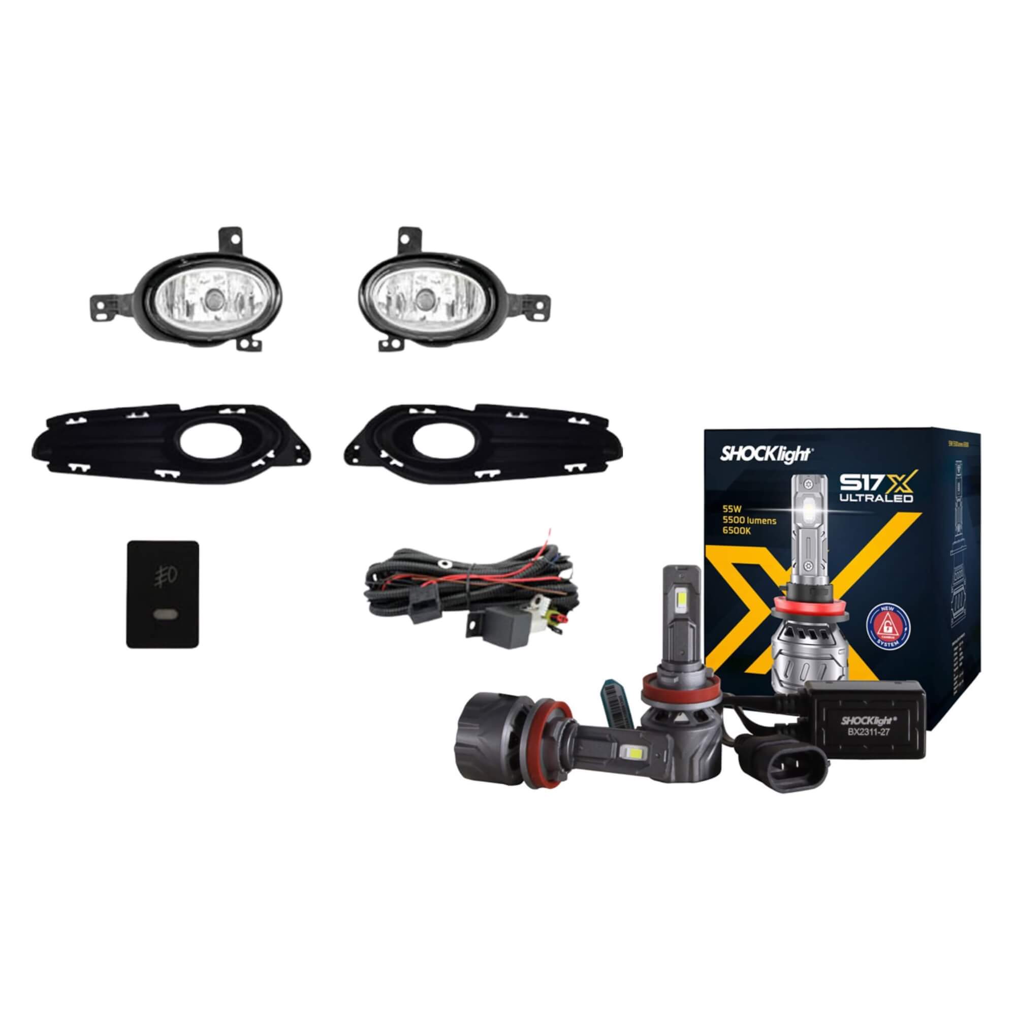 COMP Kit Farol de Milha Honda HR-V (2015-2018) + Par de Lâmpadas Ultra LED S17X 6500K