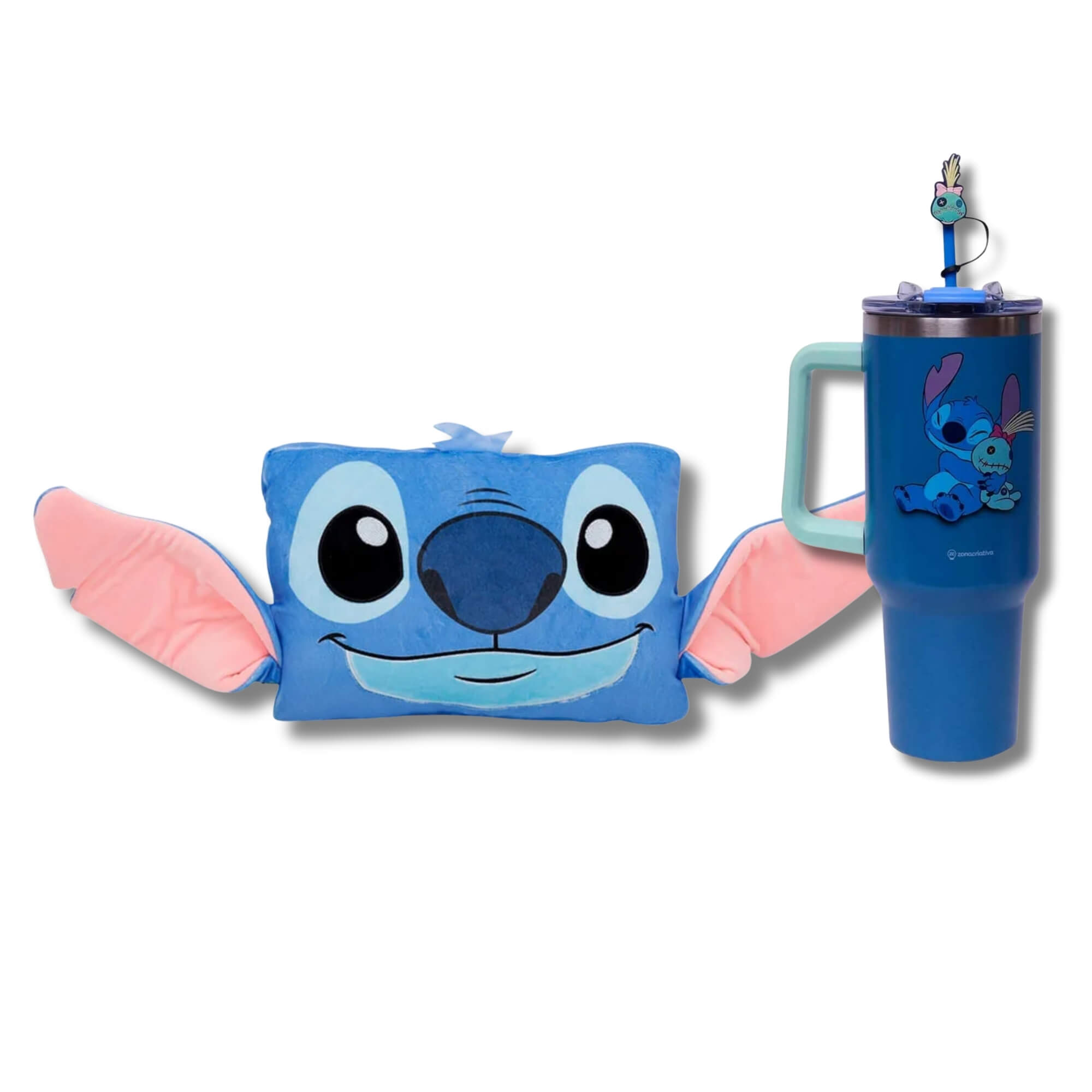 COMP Kit Stitch Copo Térmico 1,15L + Almofada Huggy Disney Zona Criativa