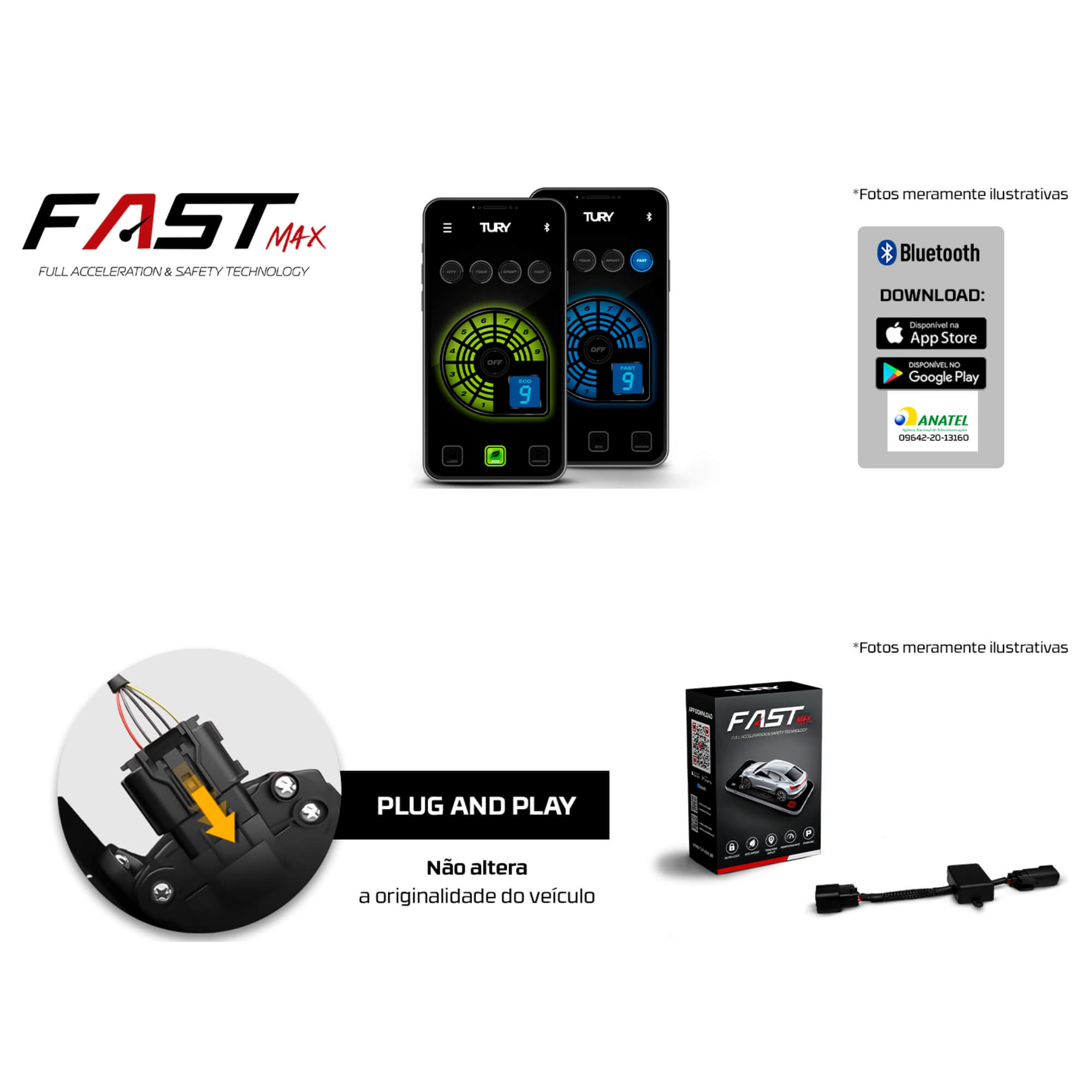 Módulo Acelerador Pedal FAST Bluetooth 5.2 c/ App compatível c/ C4/C5/ DS5 Tury - FAST MAX 5.0 AP