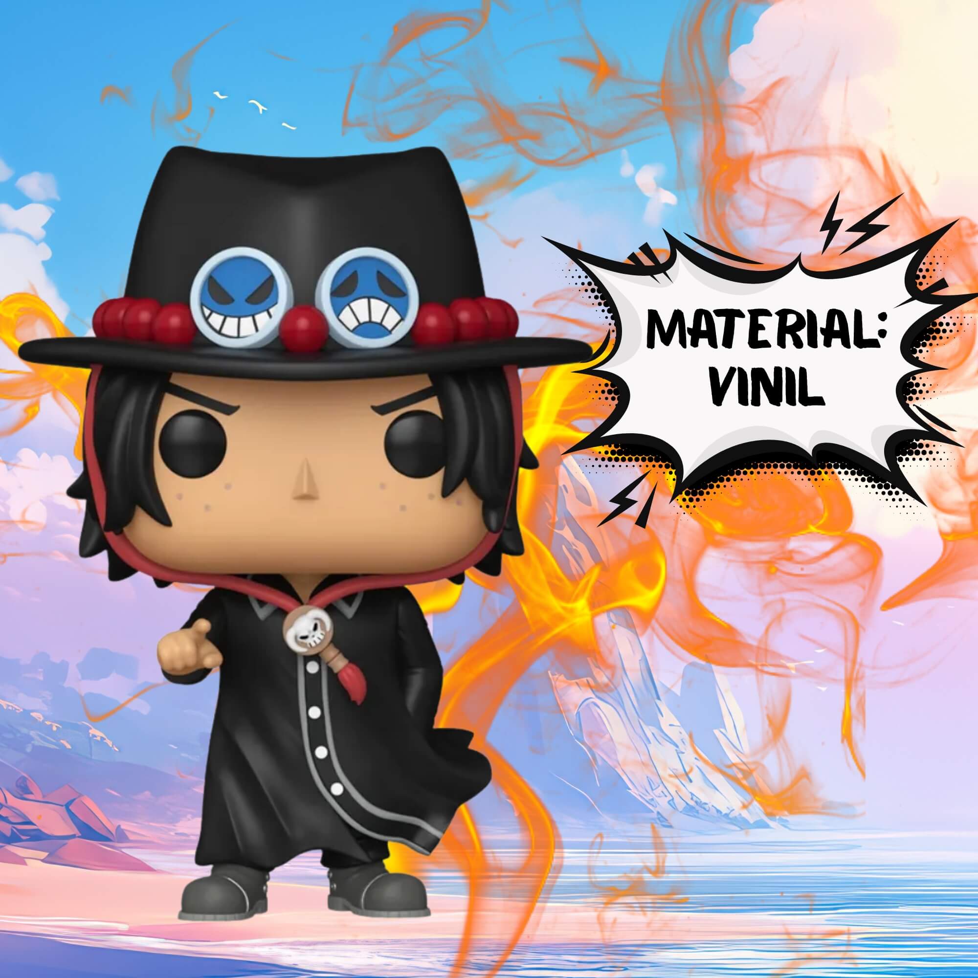 Boneco Funko Pop Exclusivo One Piece Portgas D Ace de Casaco Candide - 12424