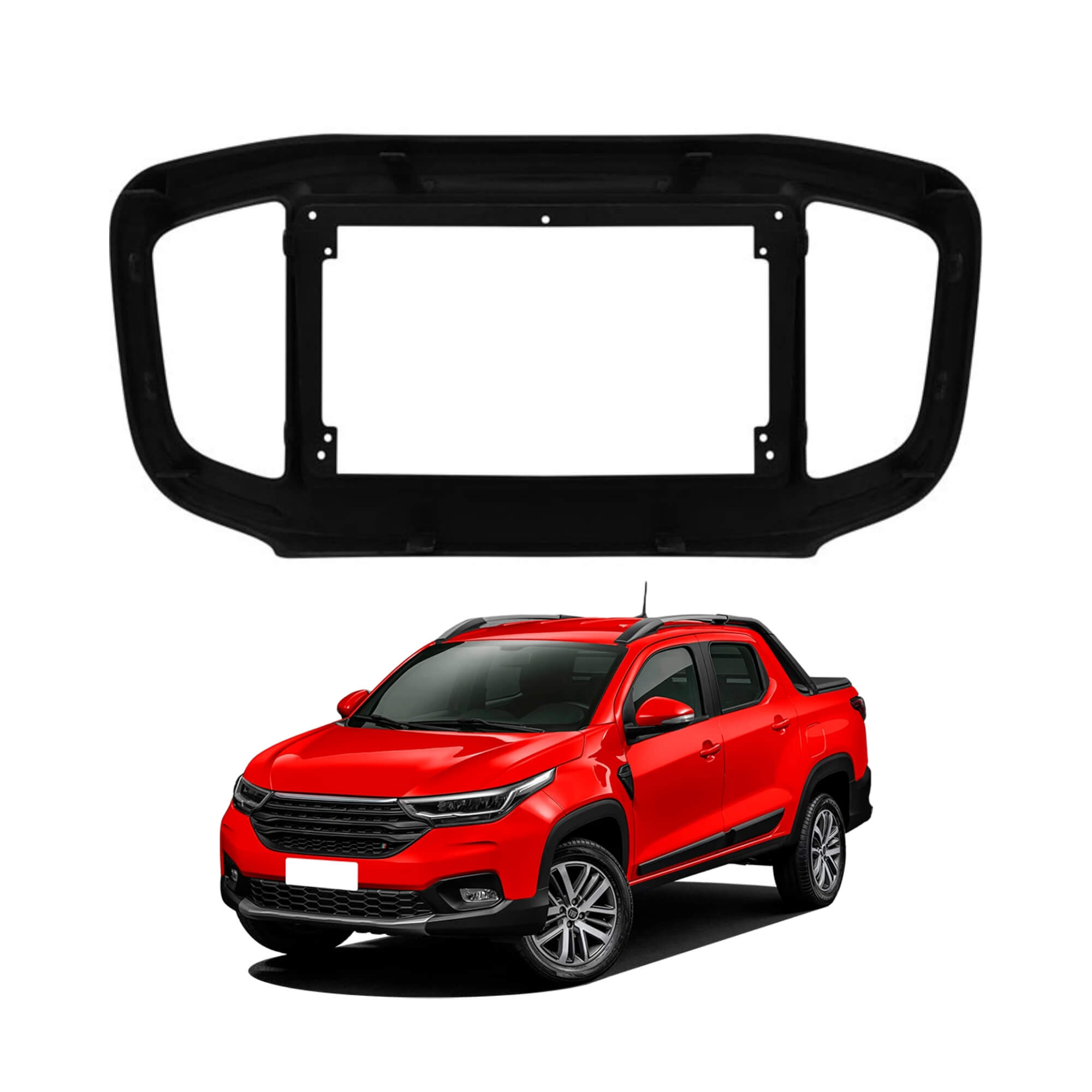 COMP Kit Central Multimídia 2 DIN 9" Pol RS904BR + Moldura Nova Strada/Nova Fiorino 2021