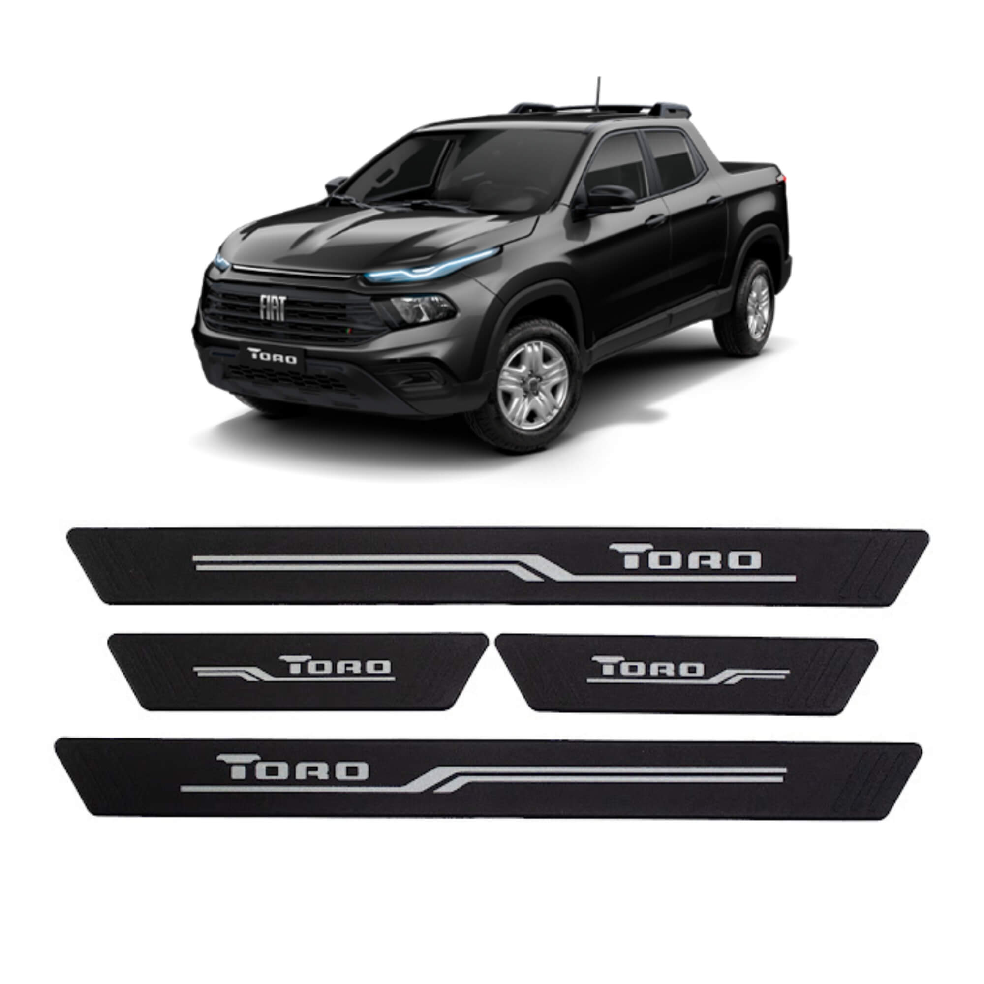 COMP Kit Automotivo Tapete Bandeja + Soleira Preta Fiat Toro A partir de 2016
