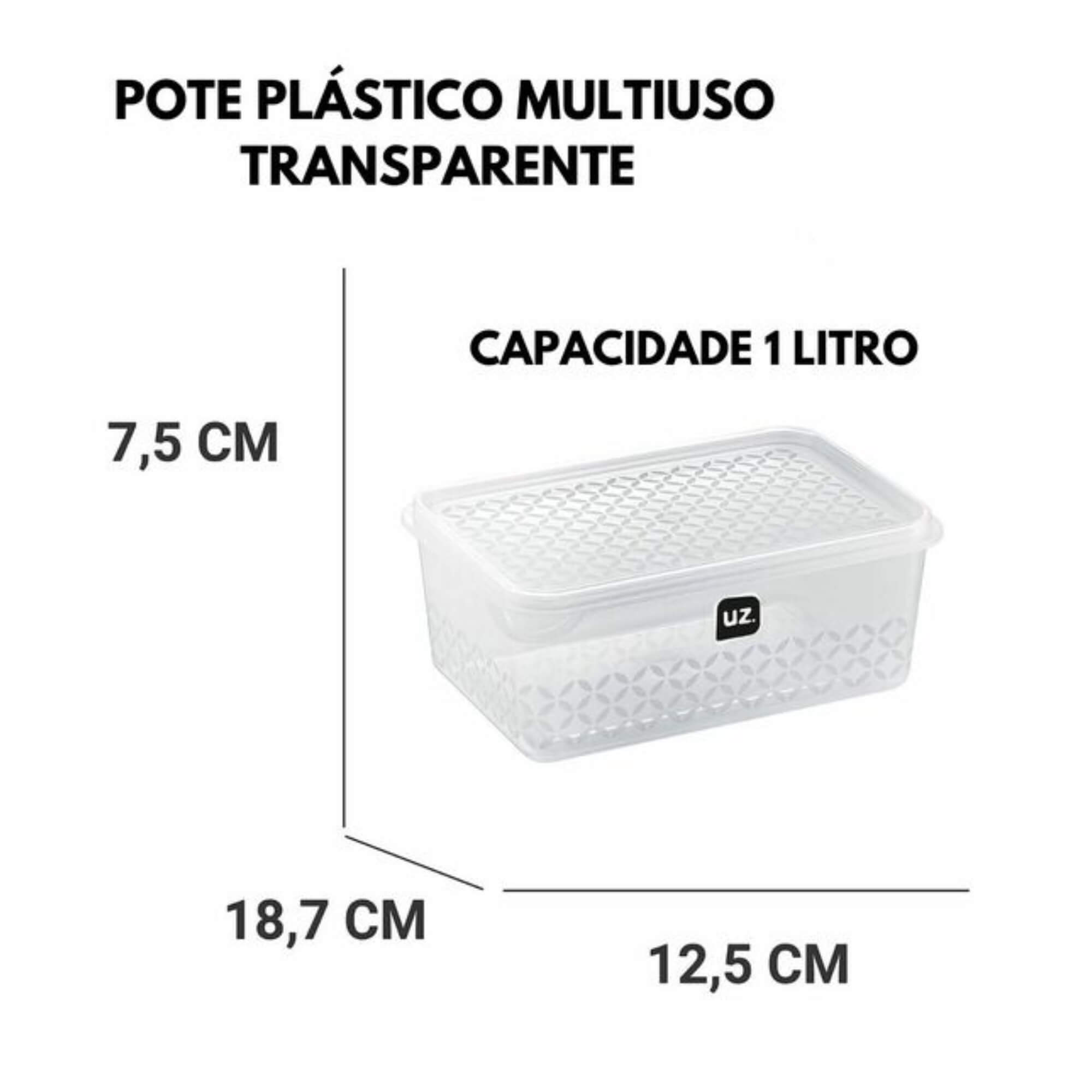 COMP Kit com 2 Potes Multiuso com Tampa UZ 1 Litro – Organização, Praticidade e Conservação