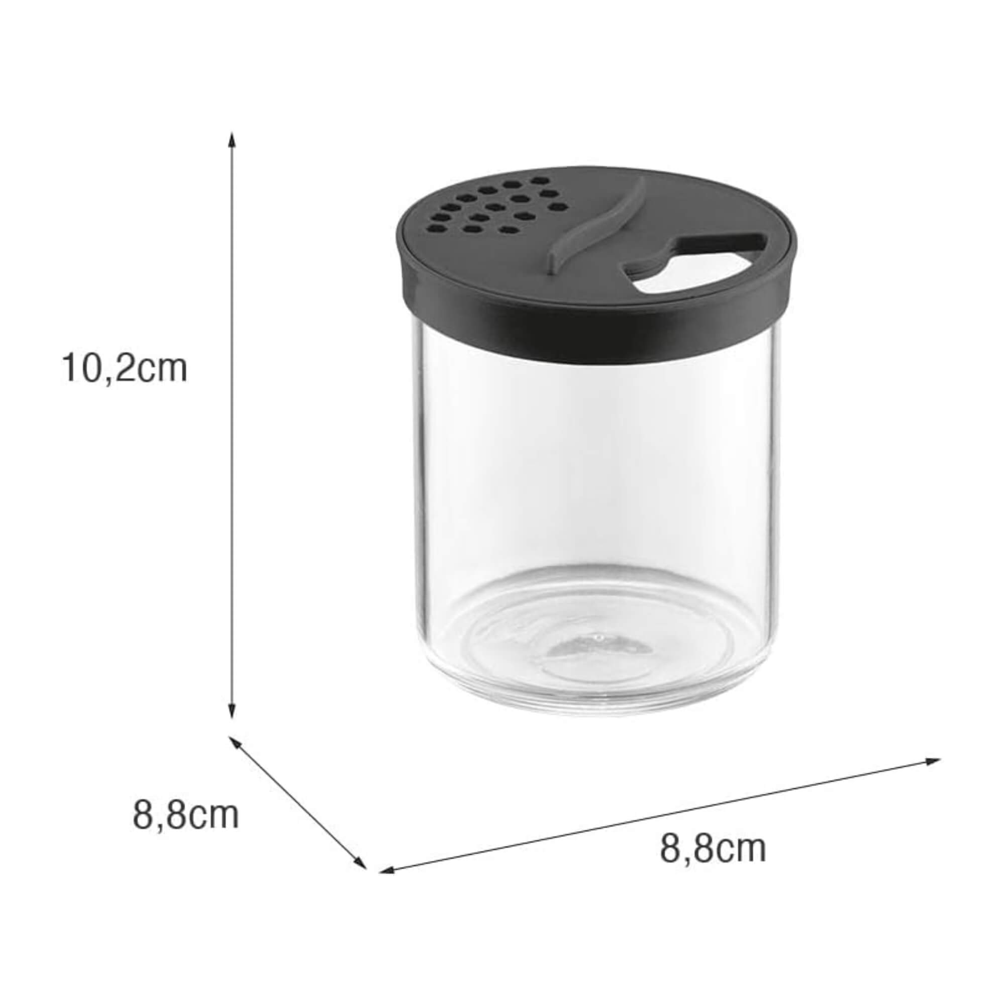 COMP Kit UZ Utilidades: Porta Condimento 250ml Farinheiro c/ Tampa + Porta Condimentos Plus 300ml